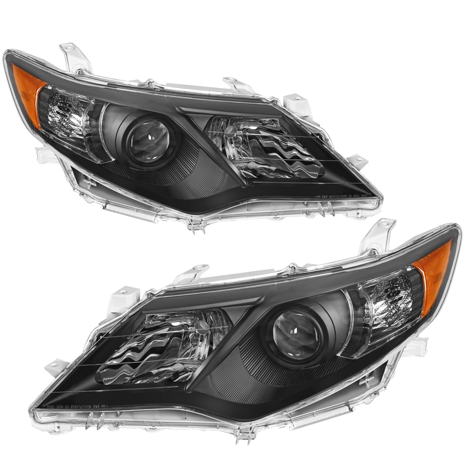 AUTOSAVER88 Headlight Assembly Compatible with 2012 2013 2014/12 13 14 Toyota SE Style Camry Black Projector Amber Reflector(Not for HYBRID)
