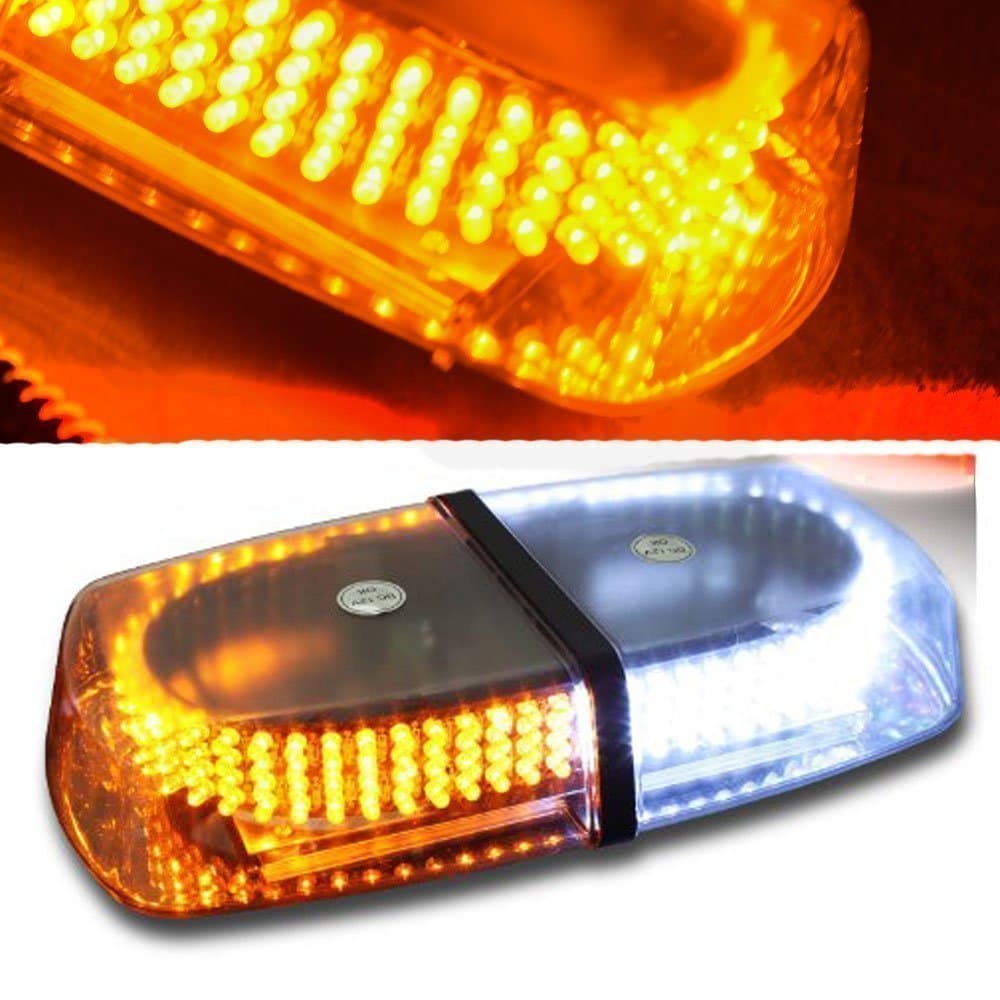 Wecade Amber White Emergency Hazard Warning LED Mini Bar Strobe Light w/Magnetic Base
