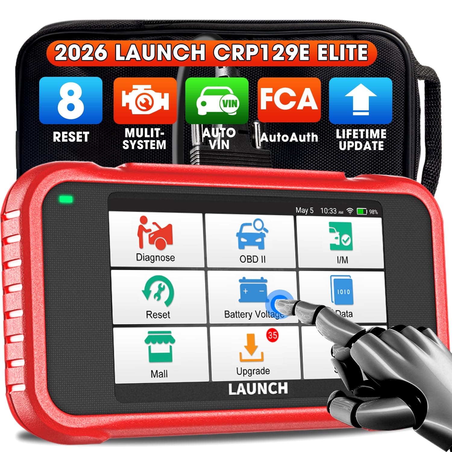 LAUNCH OBD2 Scanner -CRP129E Scan Tool for Eng ABS SRS TCM Code Reader, Oil/EPB/TPMS/SAS/Throttle Body Reset Car Diagnostic Tool with Carry Bag, AutoVIN, WiFi Update, Upgraded of CRP129 2020 New Ver.