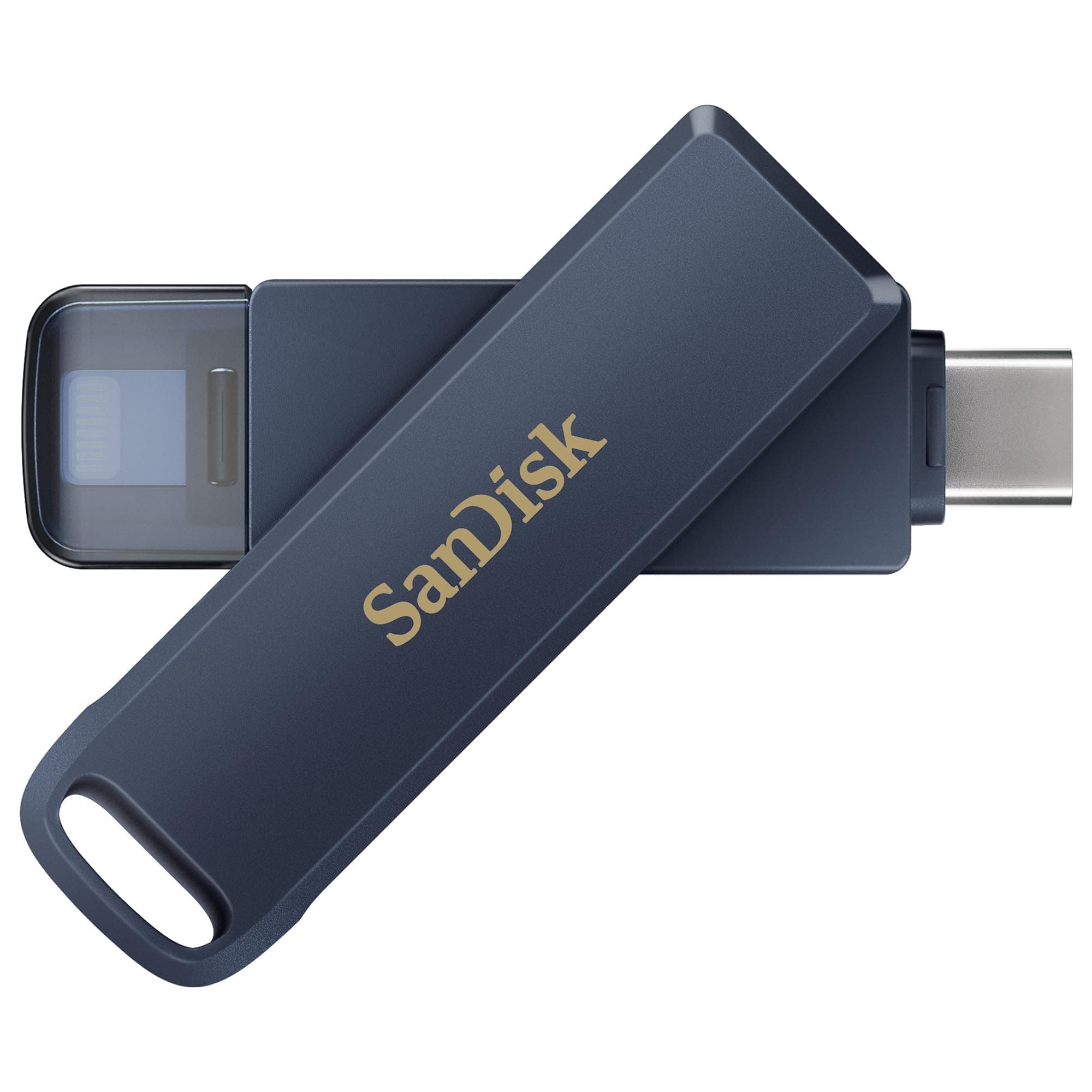 SanDisk Phone Drive, Flash Drive 2-in-1, iPhone Storage 256GB (for iPhone, iPad, PC & Mac, Automatic Backup, Lightning and USB Type-C Port, Passort Protection, Encryption) Metallic Sky