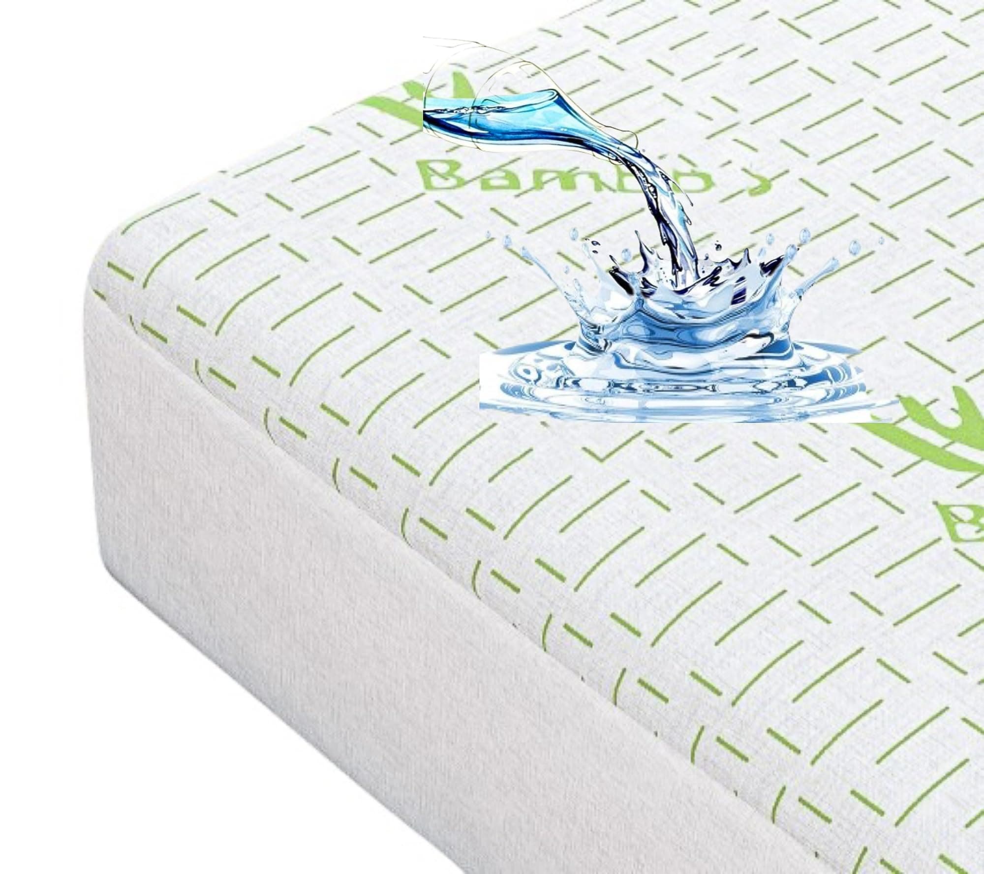 Bamboo Waterproof Mattress Protector – Breathable Mattress Cover with Deep Fitted Skirt, Noiseless TPU Protection, Soft Bamboo Blend, Machine Washable Bed Protector-Double(137x190+40) Cm