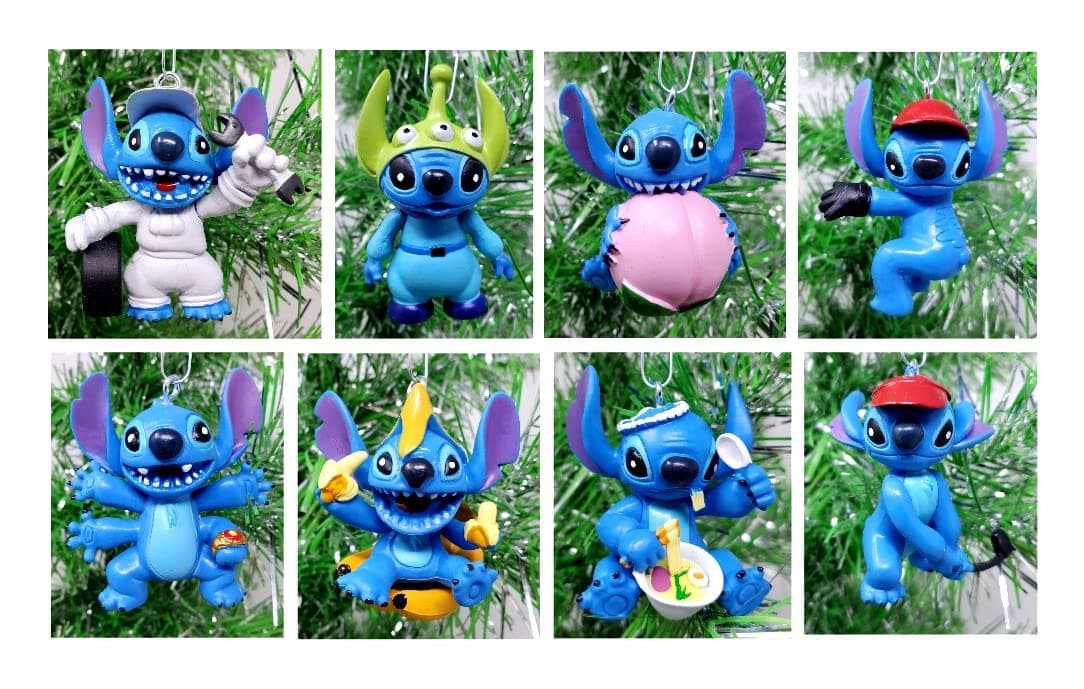 Lilo and Stitch Mini Christmas Tree Ornament Set - 2.5" Plastic Shatterproof Ornaments