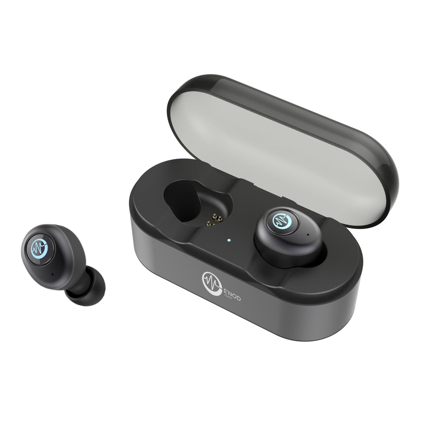Bluetooth Wireless Headphones, ENOD Mini Ring True Wireless Earbuds Hi-Fi Stereo Bluetooth Cordless Earphones V4.2, IPX4 Sweatproof in-Ear Headsets with Mic and Portable Charging Box(Dark Grey)