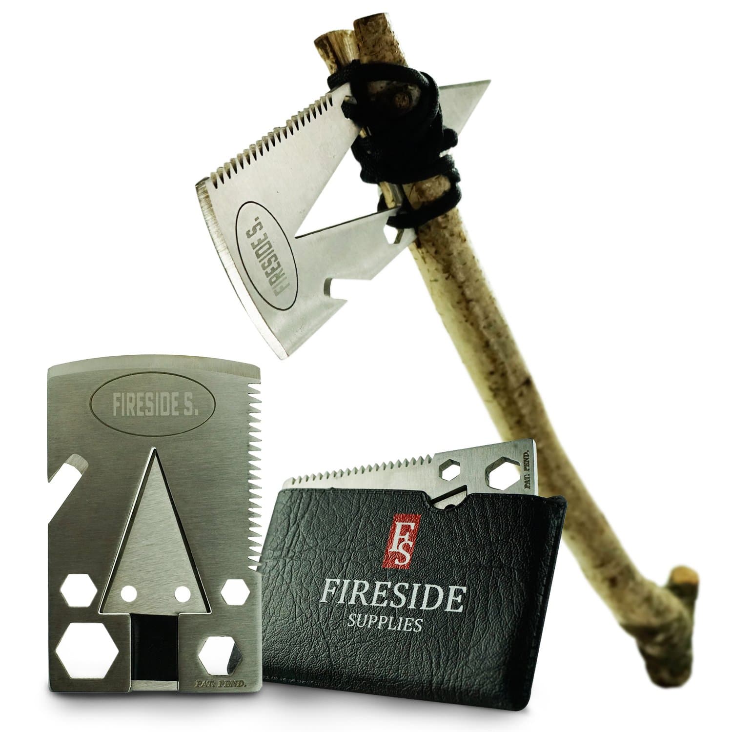 Pocket Axe Card, Wallet Multi-Tool & EDC Survival Gear - 21 Urban Prepper Creditcard Cool Tools w/ Stainless Steel Multitool Ax for Men w/ Arrowhead & Emergency Multi-Purpose Saw by Fireside Supplies