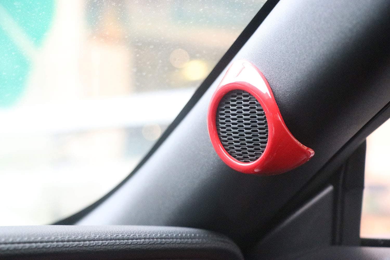 Interior Auto Vehicle Accessory, for mustang 2015-2018, Moulding Front Column Speaker Frame Ring Outlet Cover Trim ABS plastic Red, 2 pcs/set