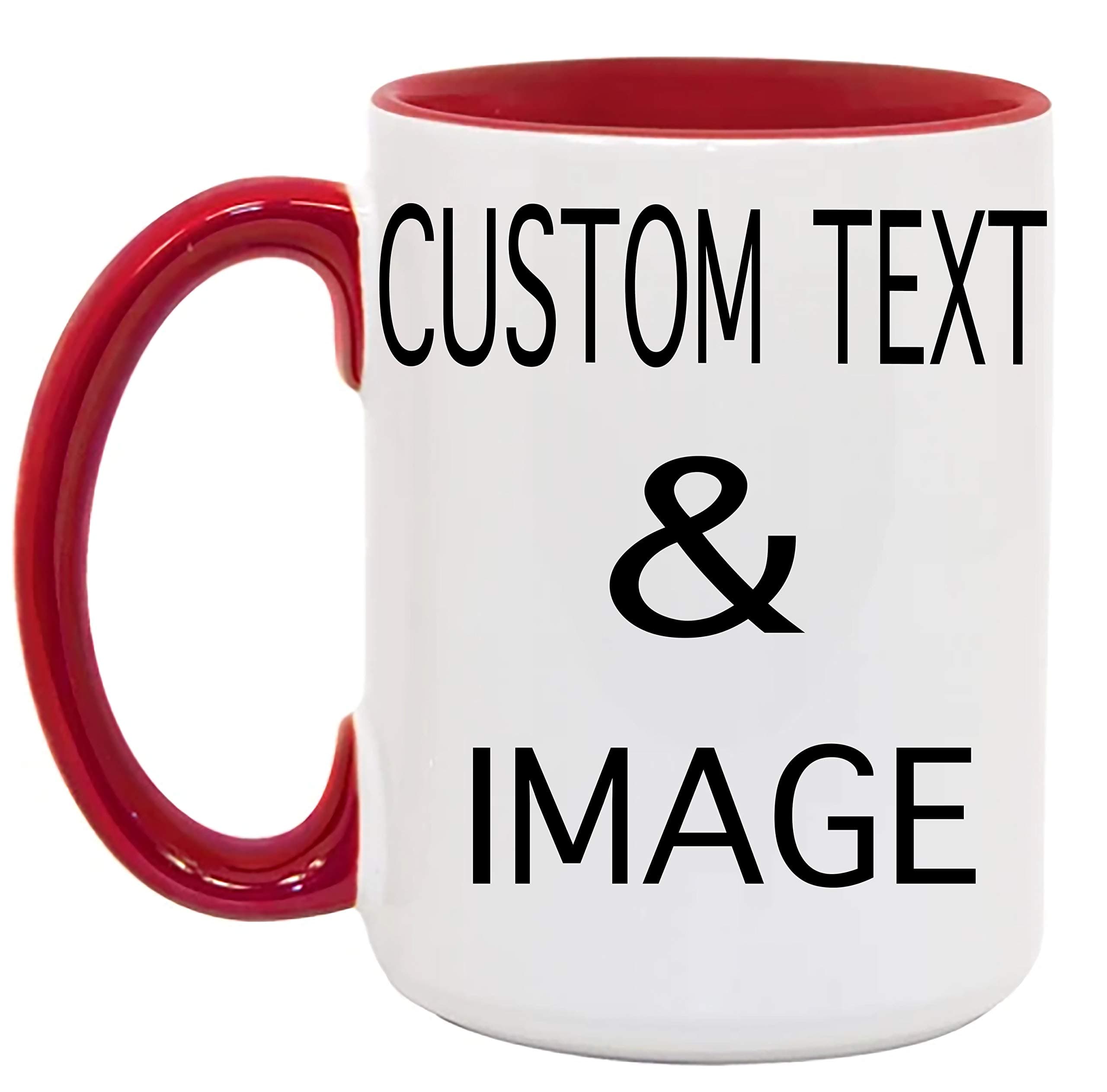 Customized 15oz Ceramic Coffee Mugs with Personalized Text and Photo Image Upload Novelty Gift, Personalize With Different Design And Images, Custom Gift (Red)