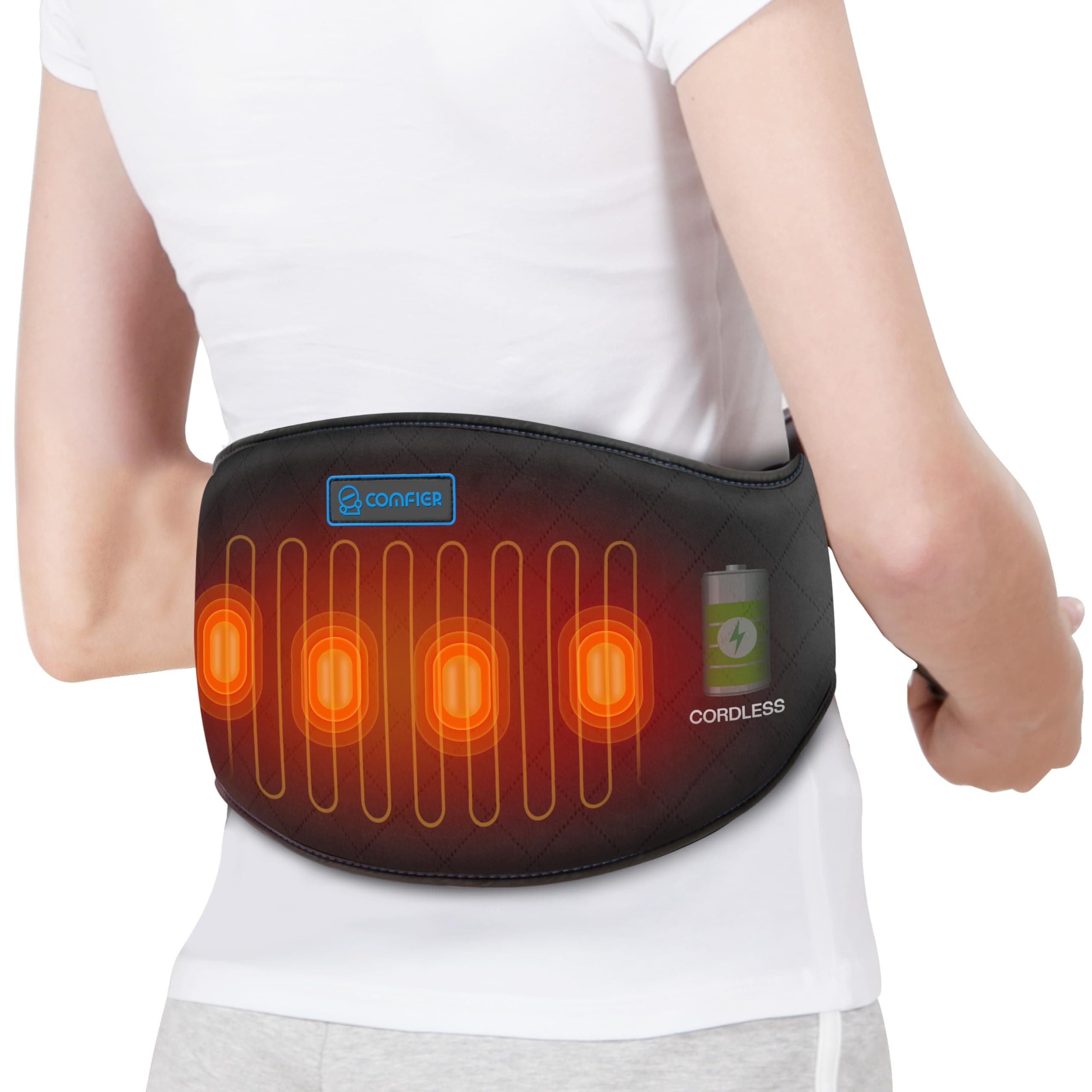 COMFIER Cordless Heating Pad for Back Pain Relief,Lower Back Massaager with Heat, Heat Pads for Back,Cramps,Lumbar,Abdominal,Leg, Arthritic Pain, Gifts for Mom Dad