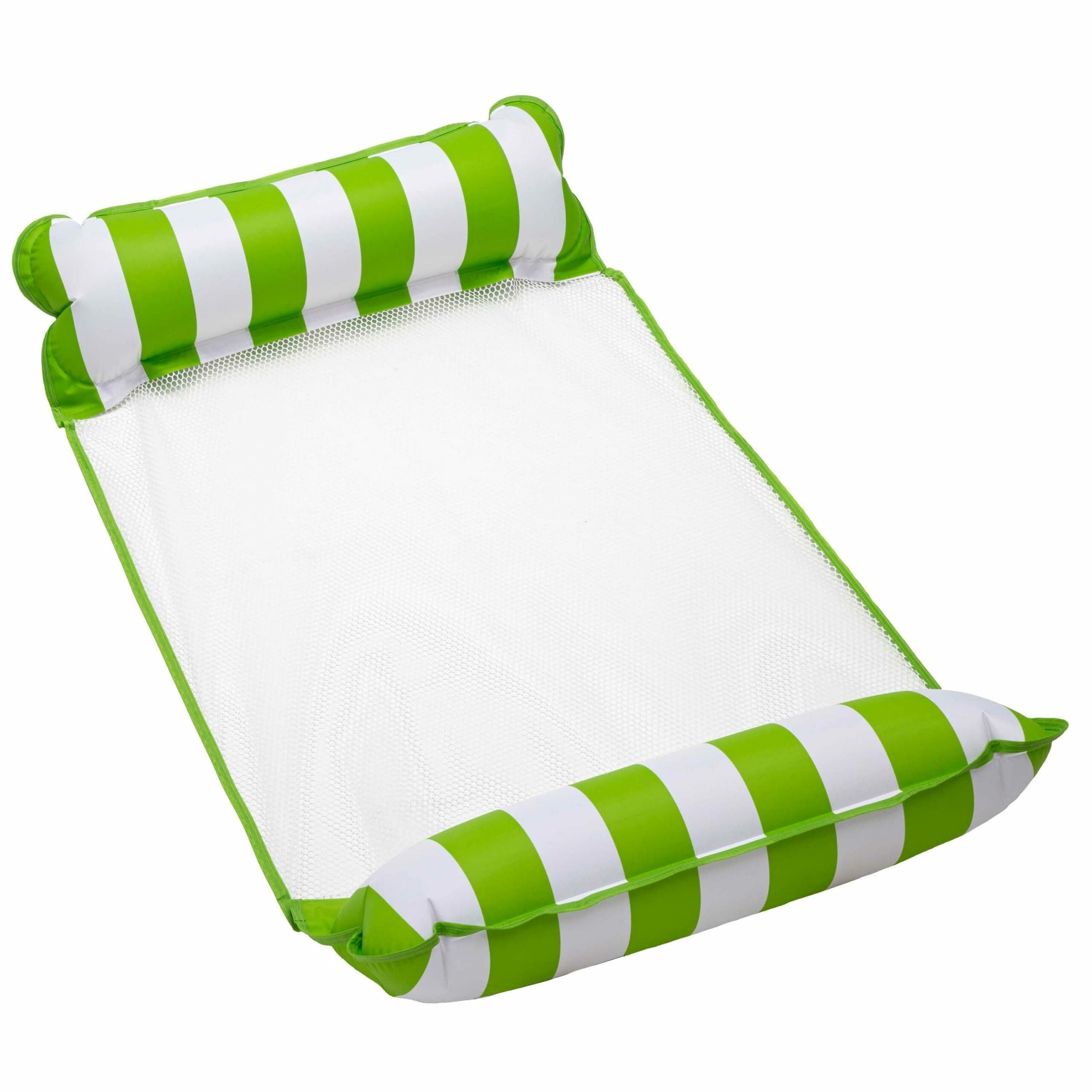 Aqua 4-in-1 Monterey Hammock Pool Float & Water Hammock, Multi-Purpose, Inflatable Pool Floats for Adults, Patented Thick, Non-Stick PVC Material, Lime Green/White Stripe