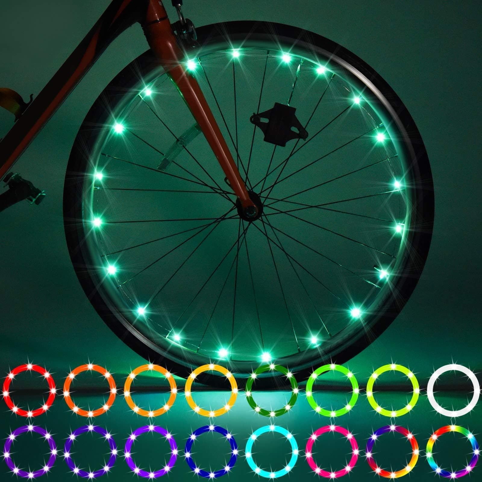 Waybelive 2 Pack LED Bike Wheel Light, Bicycle Tire LED Light Remote Control, Wheelchair Light, 16 Color Change by Yourself, Waterproof, Super Bright to Ride at Night, Good Gift for Kids(2 Tires)