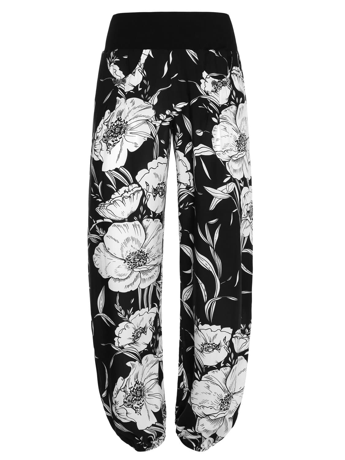 BAISHENGGT Women's Button Deco Harem Pants with Side Pockets