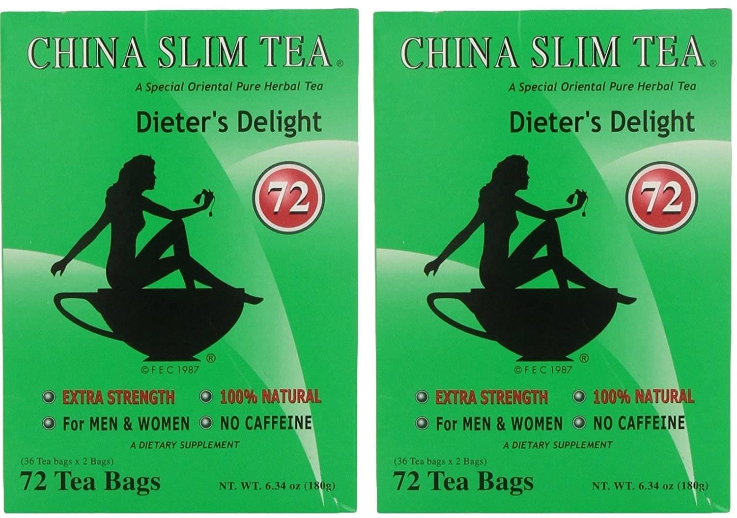China Slim Dieter's Tea Delight, Large, 72-Count (Pack of 2, 144 tea bags total)