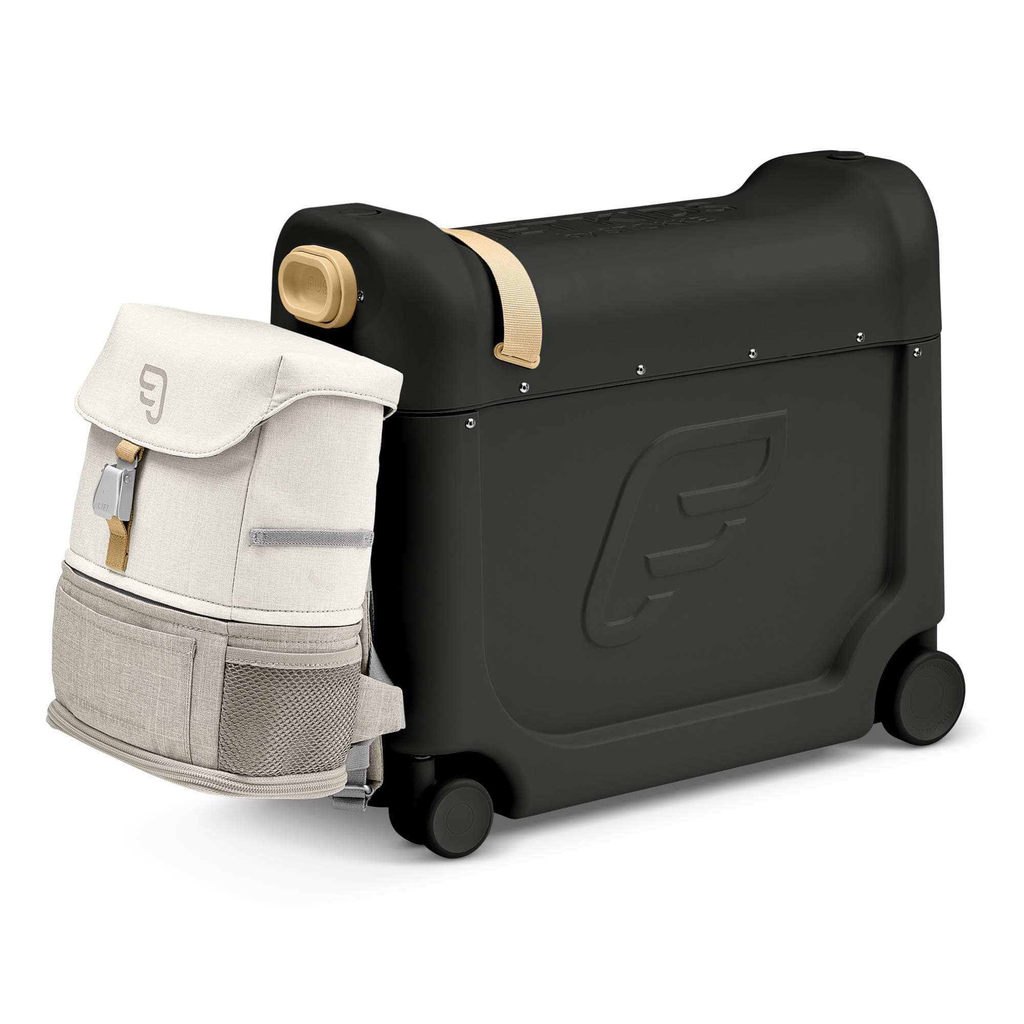 Stokke Travel Bundle, White - Includes BedBox Ride-On Suitcase & Backpack - Best for Kids 2-7 Years Old (Up to 77 lbs)