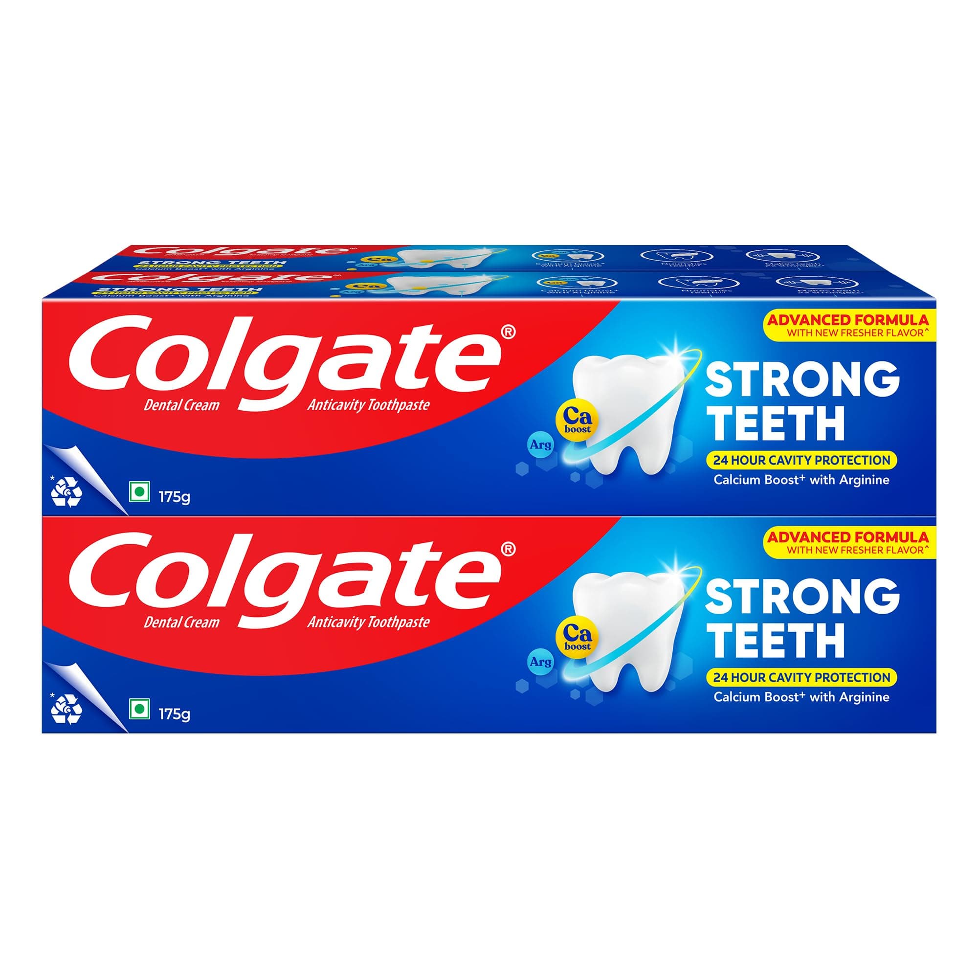 Strong Teeth, 700g (175g X 4), Calcium-boost Tooth Paste for 2X Stronger Teeth, Protects Enamel, Whitens Teeth, Fresh Breath & Prevents Cavities (Combo Multipack)