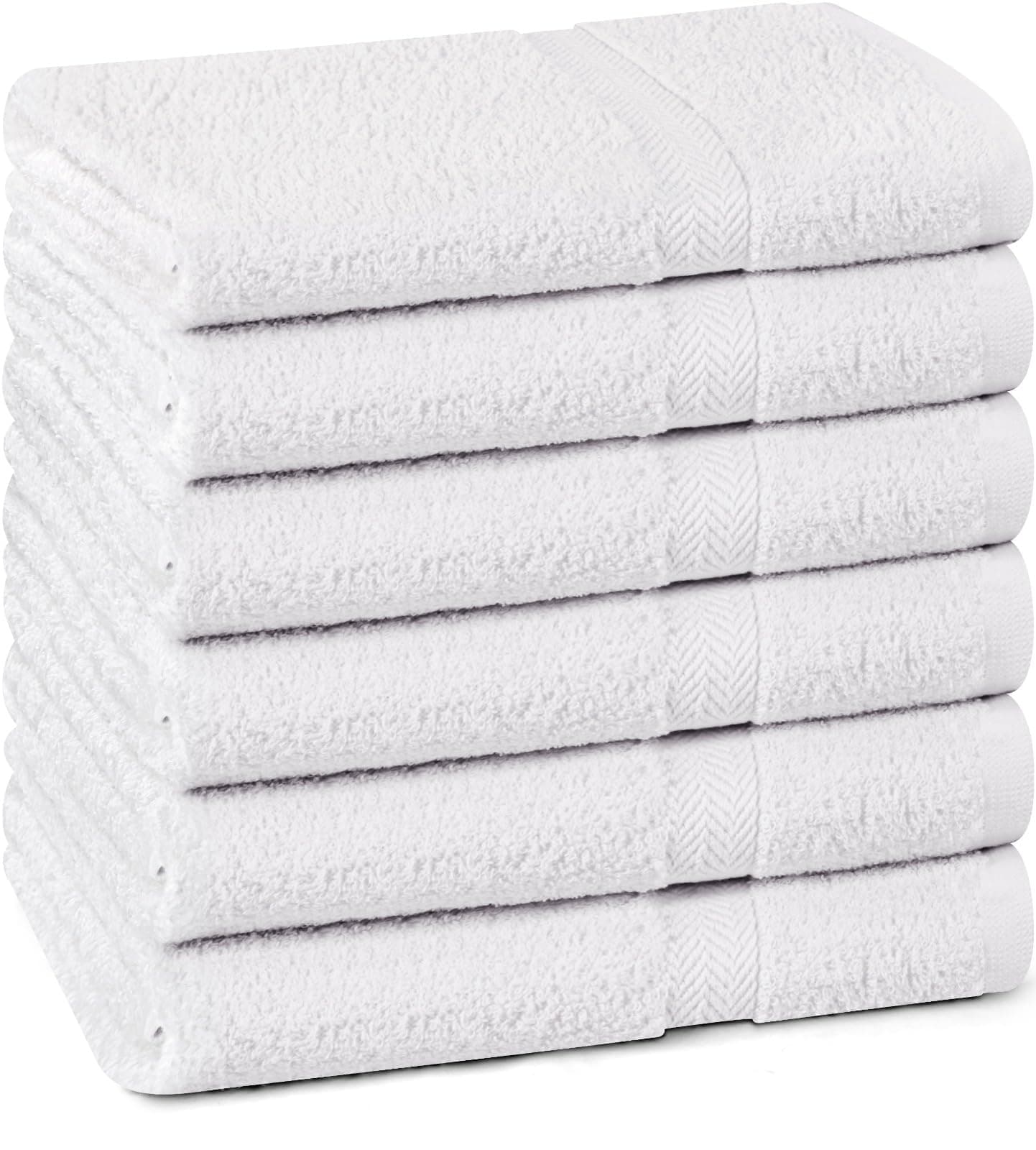 Towel and Linen Mart 100% Cotton White 6 Pack Medium Bath Towel Set, Quick Dry, Super Absorbent, Light Weight, Soft Feel, Premium Towels for Hotel, Spa and Bathroom (24 X 48 6 Pack White)