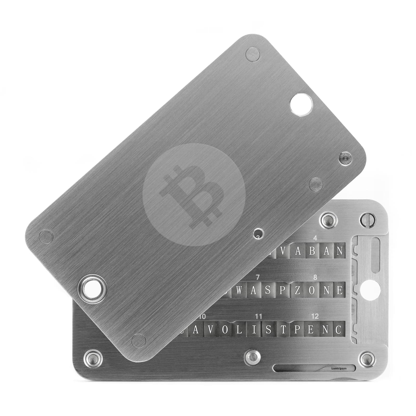 Crypto Seed Phrase Storage, 304 Stainless Steel Secure Bitcoin Wallet, Private Key Recovery Cold Storage Backup 3 Plates 24 Words Compatible with BIP39 Hardware Wallets, Ledger, Trezor