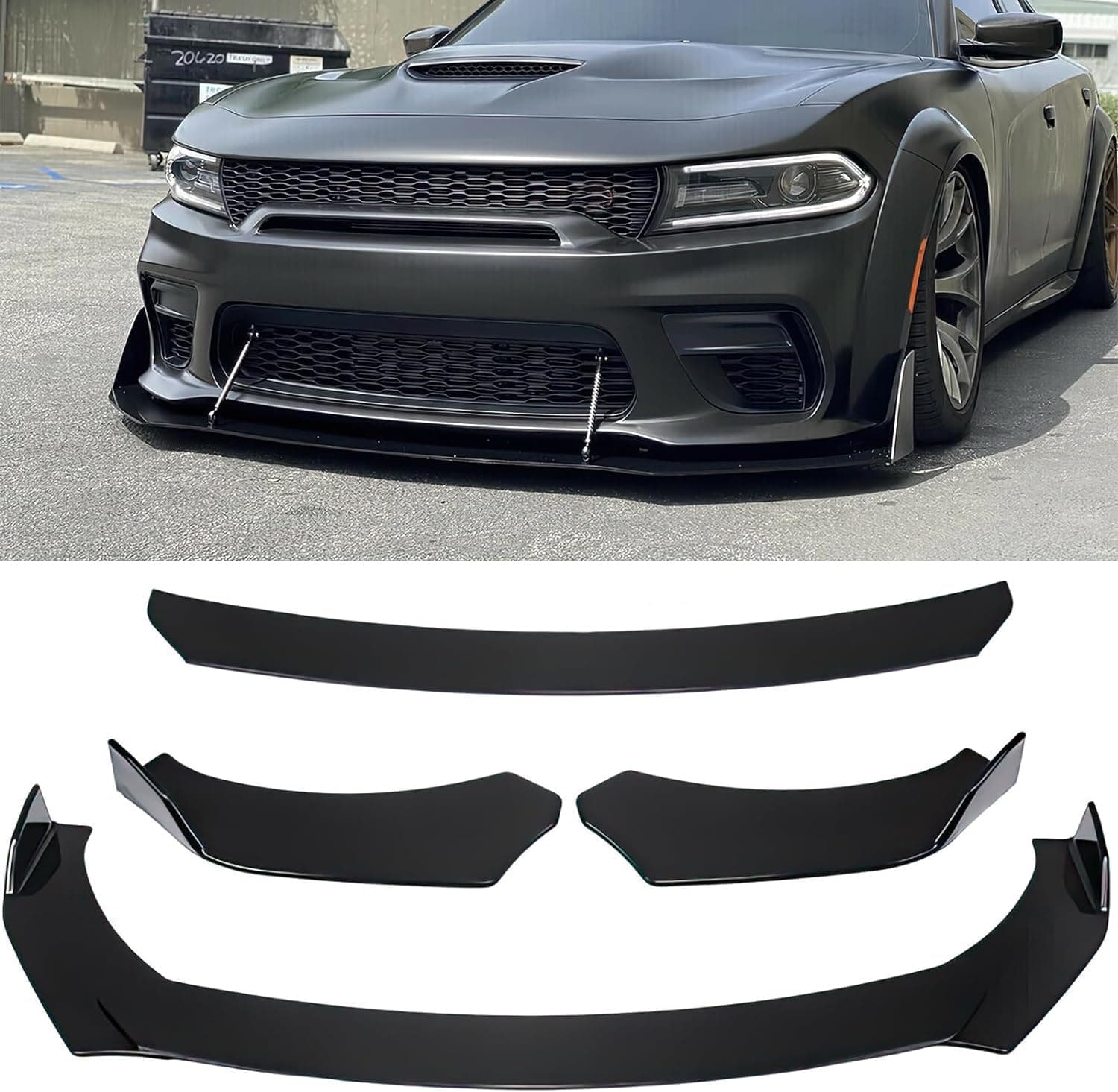 AUTO MT 3pcs Car Universal Black Front Bumper Spoiler Lip Chin Up Body Kit Splitter