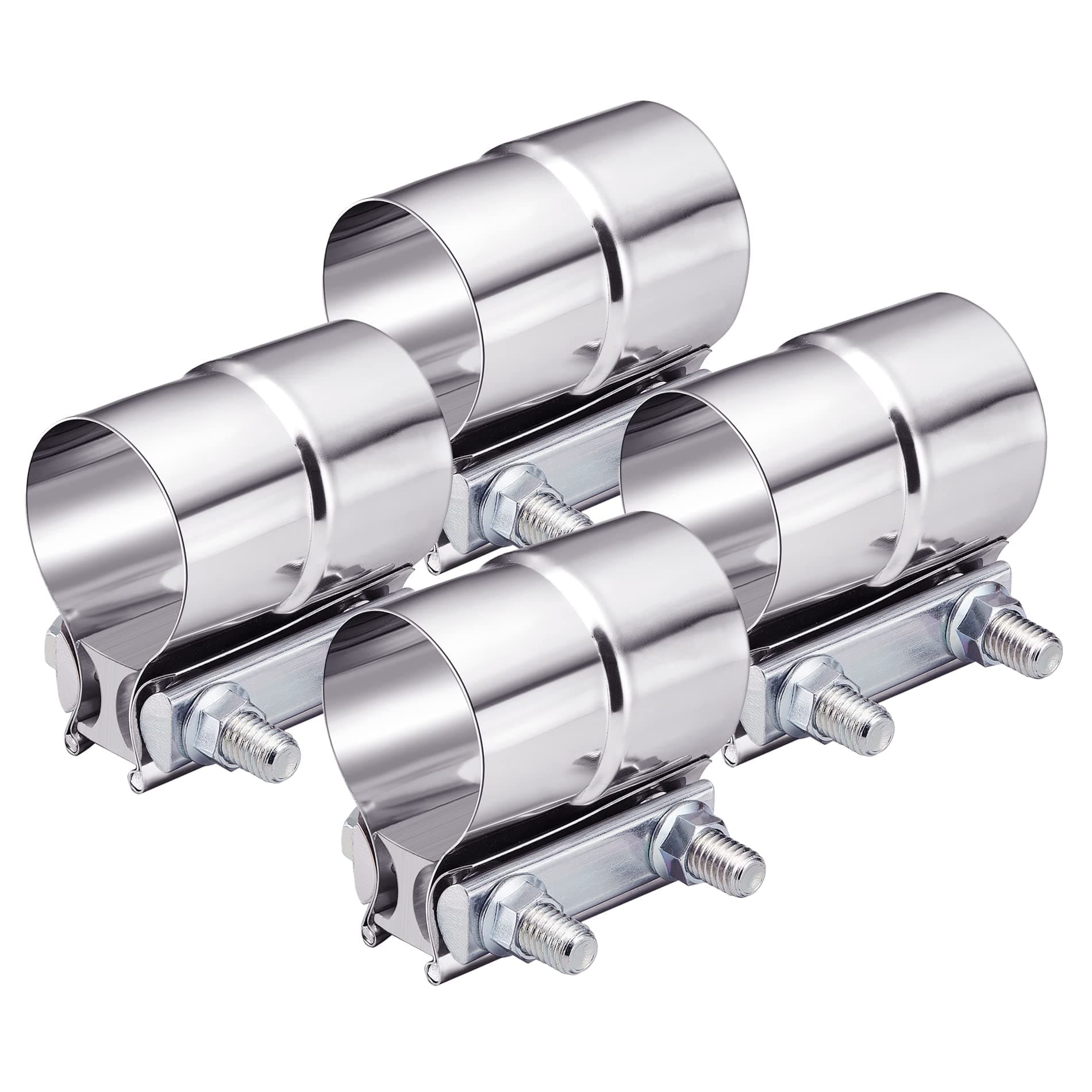 EVIL ENERGY2.5'' Exhaust Clamp,2 1/2 in Lap Joint Band Clamp Stainless Steel for Pipes,Mufflers,Catalytic Converters (4Pcs, 2.5 inch)Global Recycled StandardGlobal Recycled StandardGlobal Recycled Standard