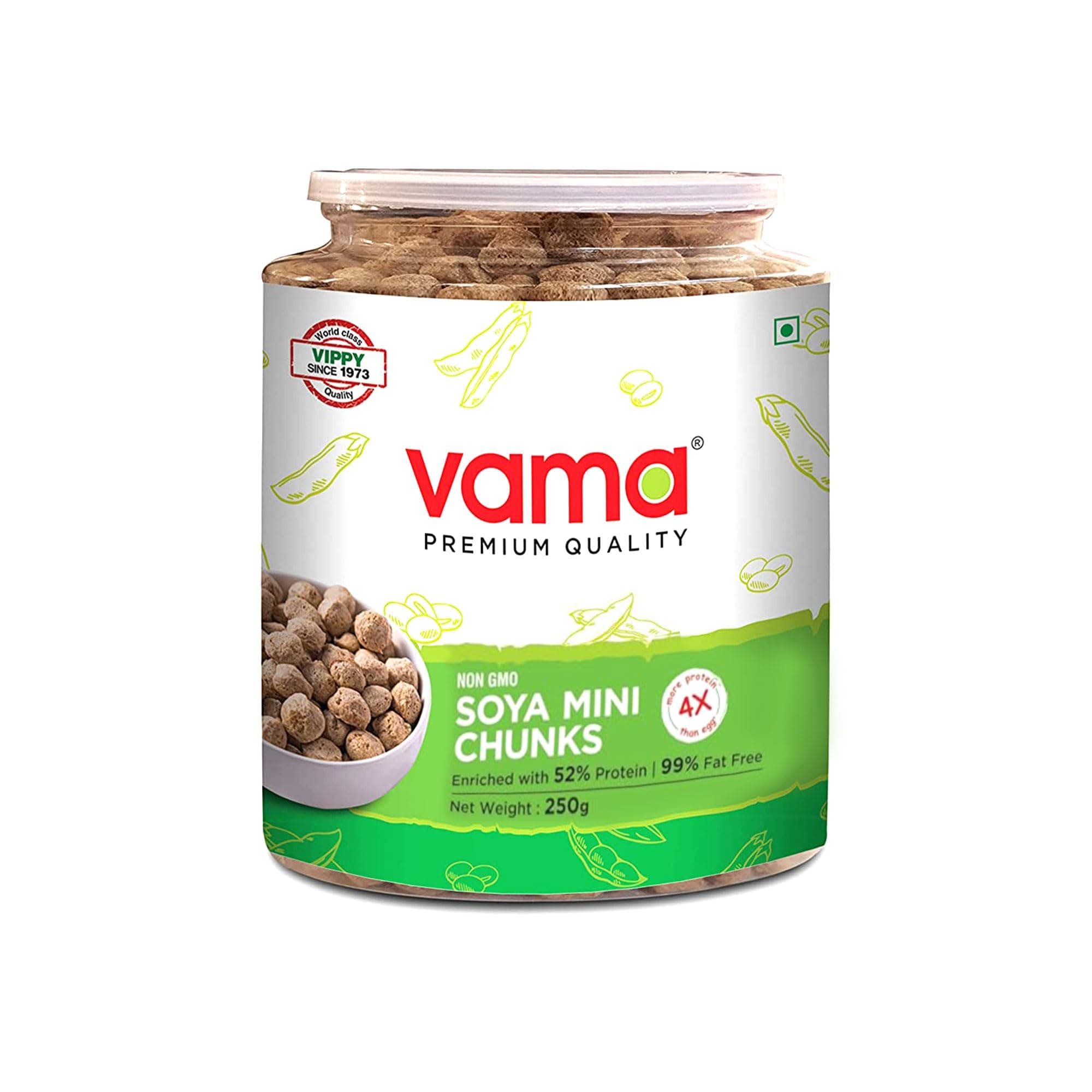 Vama Soya Wadi Mini Chunks Enriched with 52% Protein and 99% Fat Free, 250g