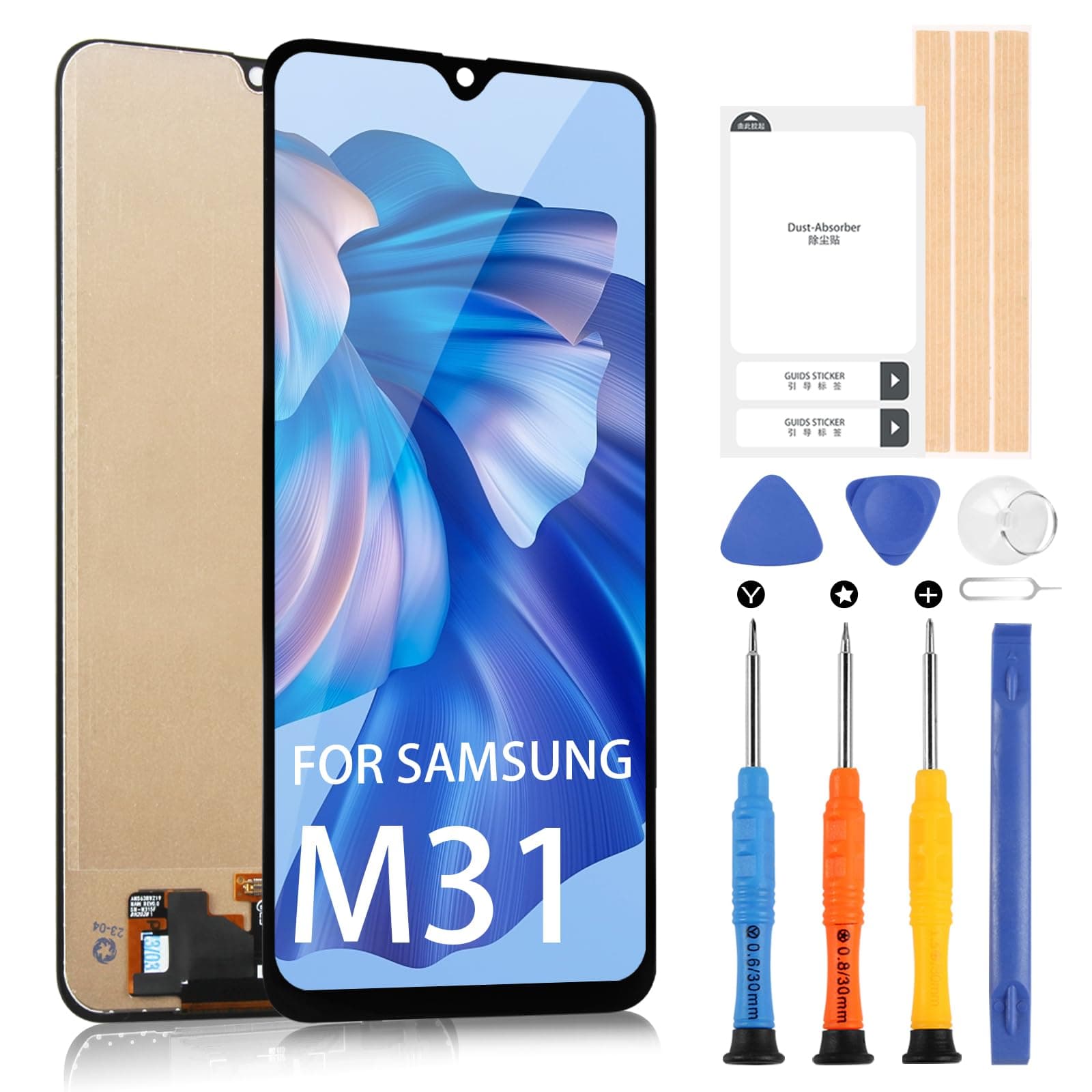 Screen Replacement for Samsung Galaxy M31 LCD Display M315 Touch Screen Digitizer SM-M315F,SM-M315F/DS,SM-M315F/DSN Assembly with Repair Kits(Black,6.4 inch)