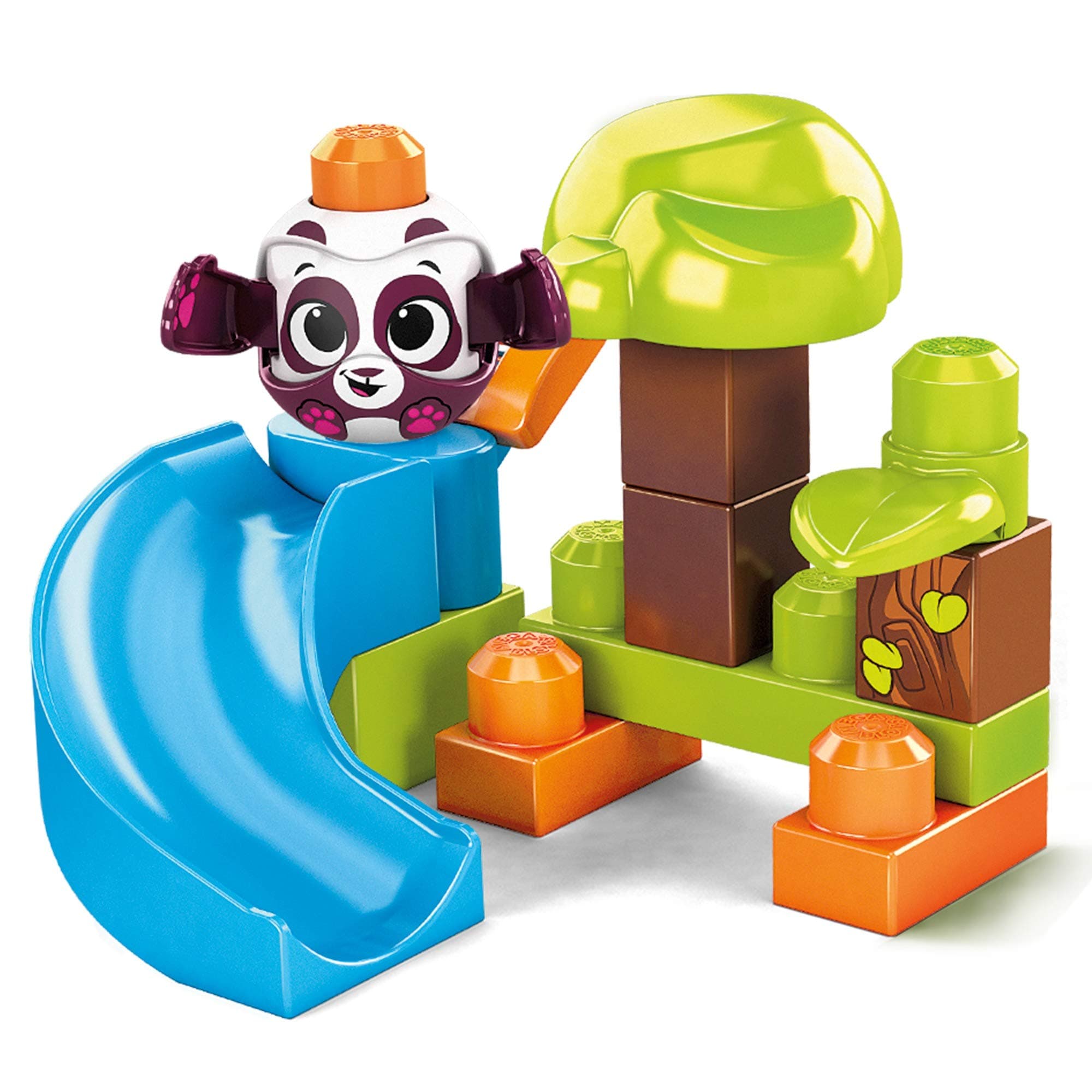 Mega Bloks Peek A Blocks Panda Slide with Big Building Blocks, Building Toys for Toddlers (14 Pieces)