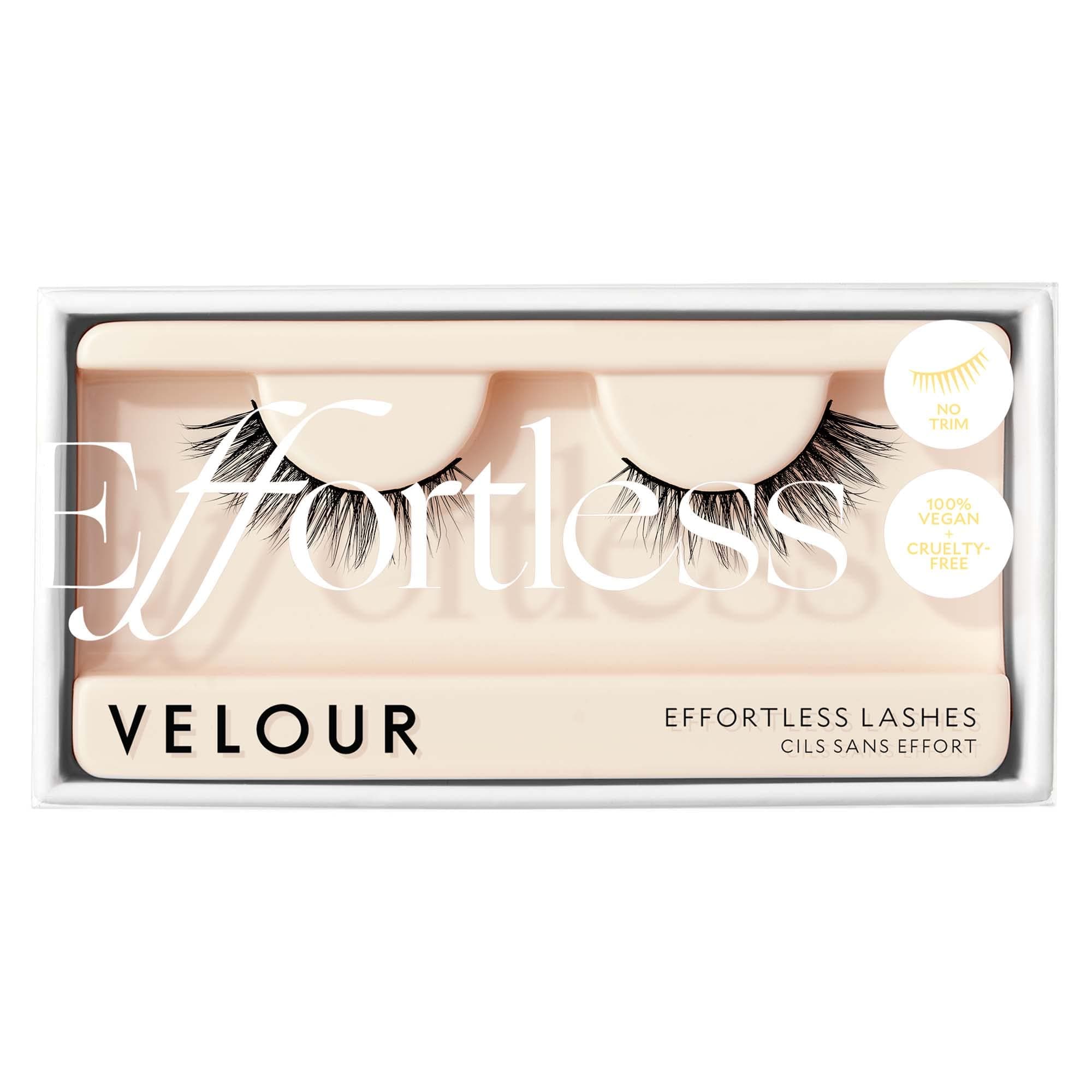 Velour Effortless Lashes, Natural Looking False Eyelashes, Fluffy & Lightweight No Trim Eyelashes, Reusable Fake Lashes For All Eye Shapes, Vegan & Cruelty-Free, Lash Glue not Included (Short & Sweet)