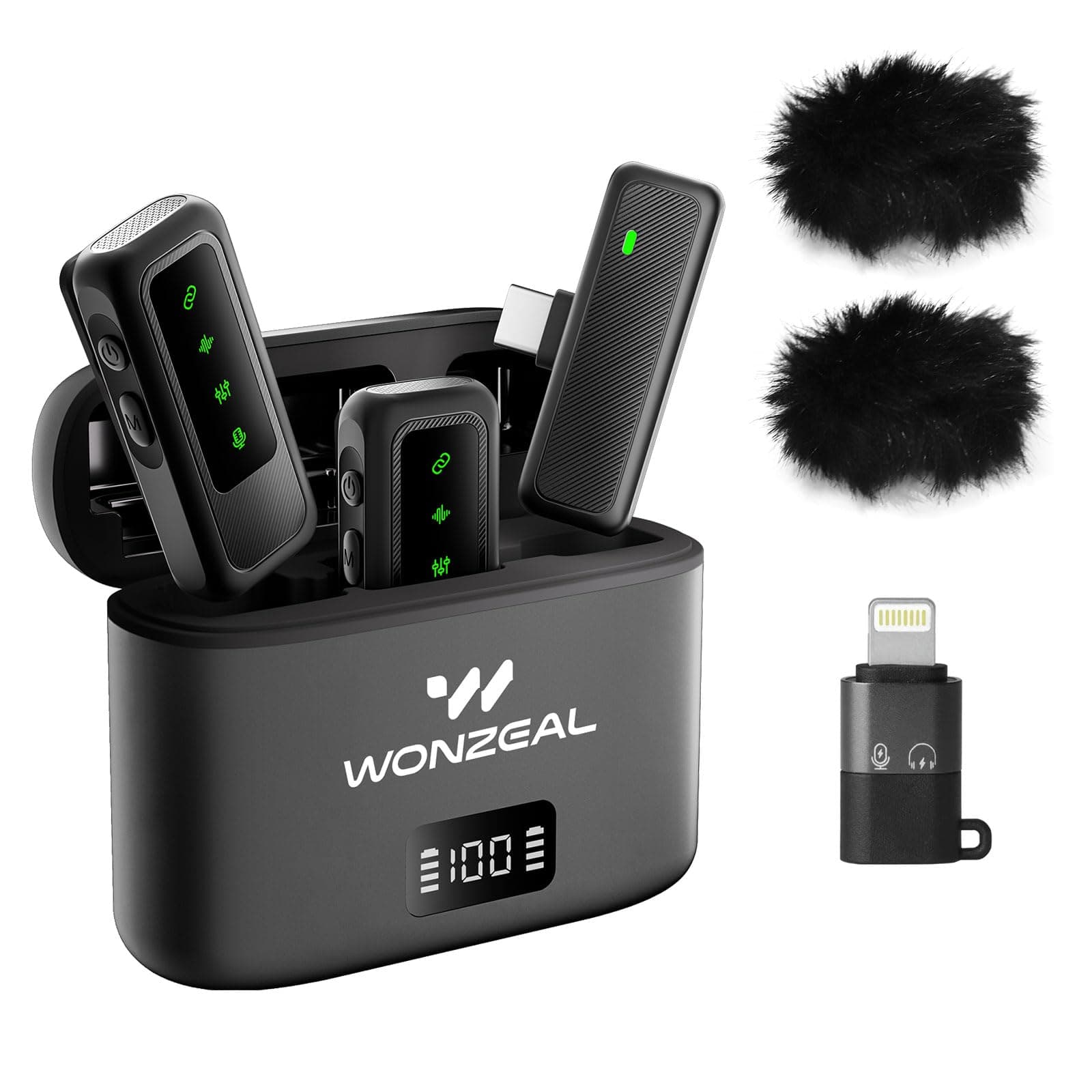 Wireless Lavalier for iPhone iPad Android, Mini Lavalier with Charging Case Noise Cancellation Recording for Video Vlog Recording, Interview