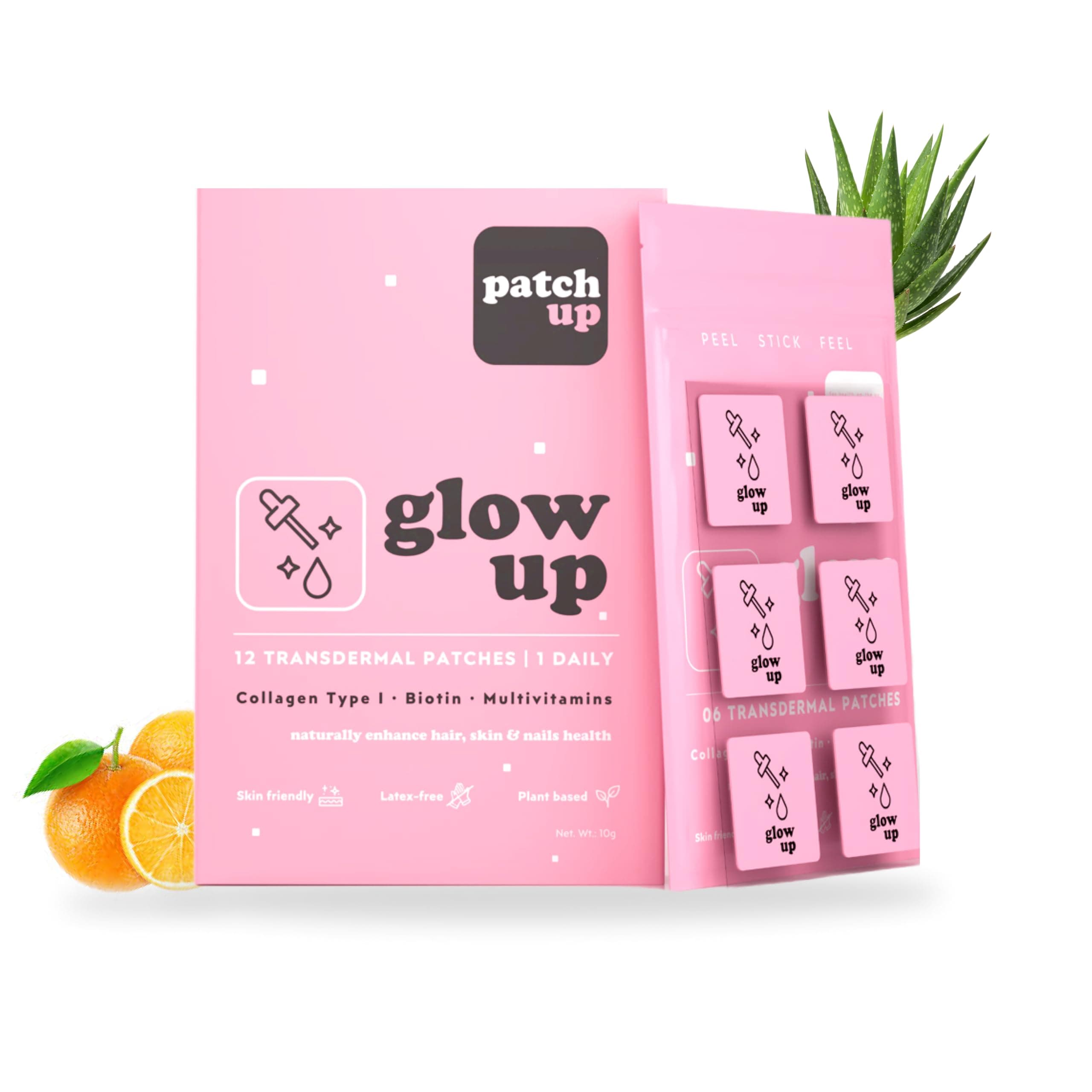 Glow Up | Collagen type 1 and Biotin skin-friendly patch | Increases hair growth, skin radiance, nail growth | Loaded with Multivitamins I Absorb vitamins through your skin (12)