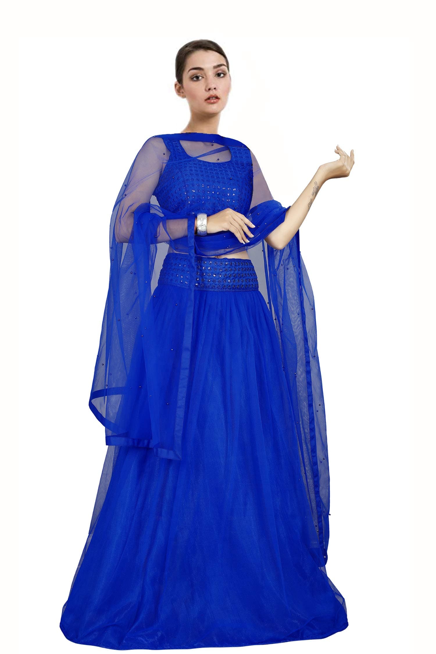 Women's Net Semi-stitched Lehenga Choli