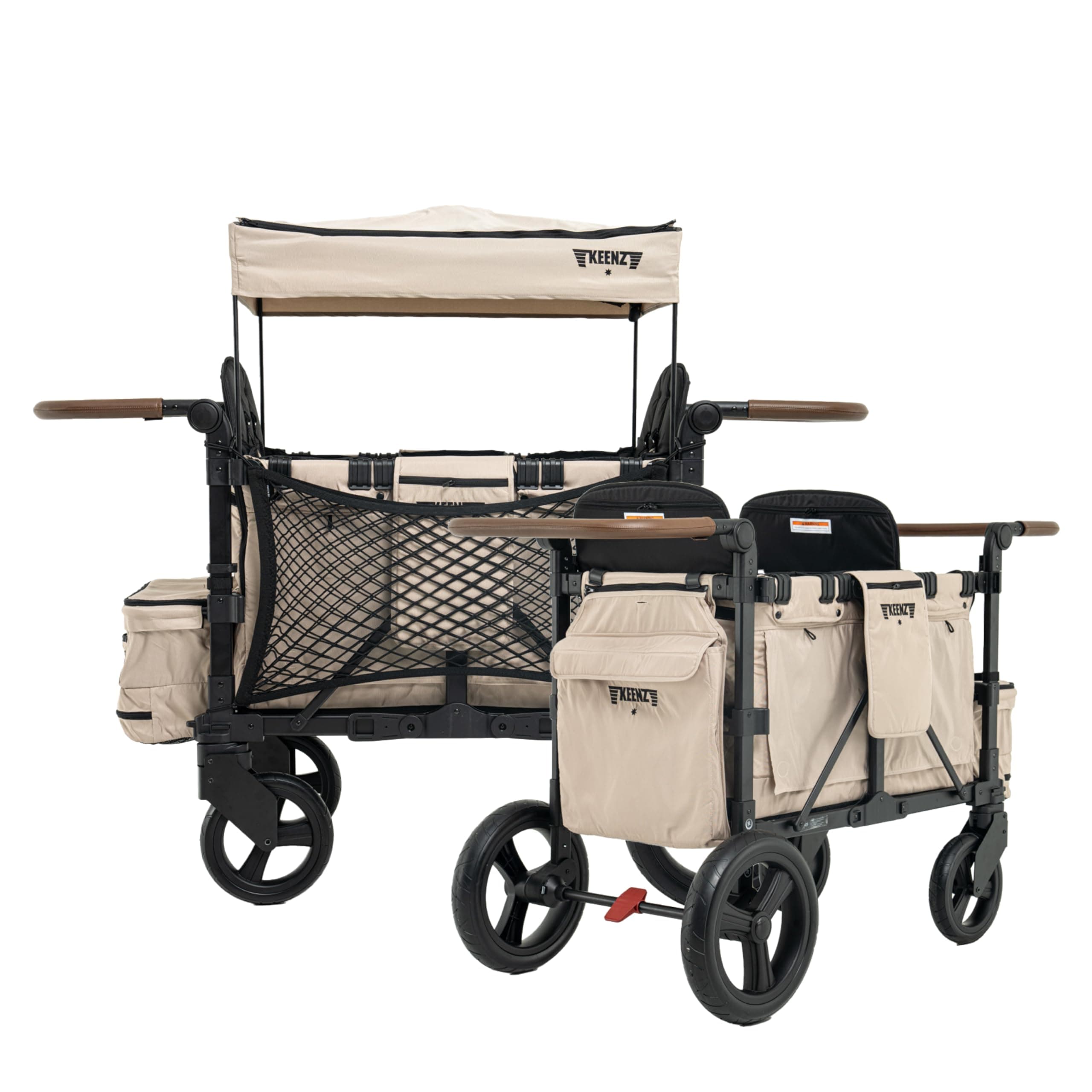 Keenz - XC 2.0 - Luxury Comfort Stroller Wagon | Foldable 2 Passenger Double Seater with Adjustable Canopy | Mocha