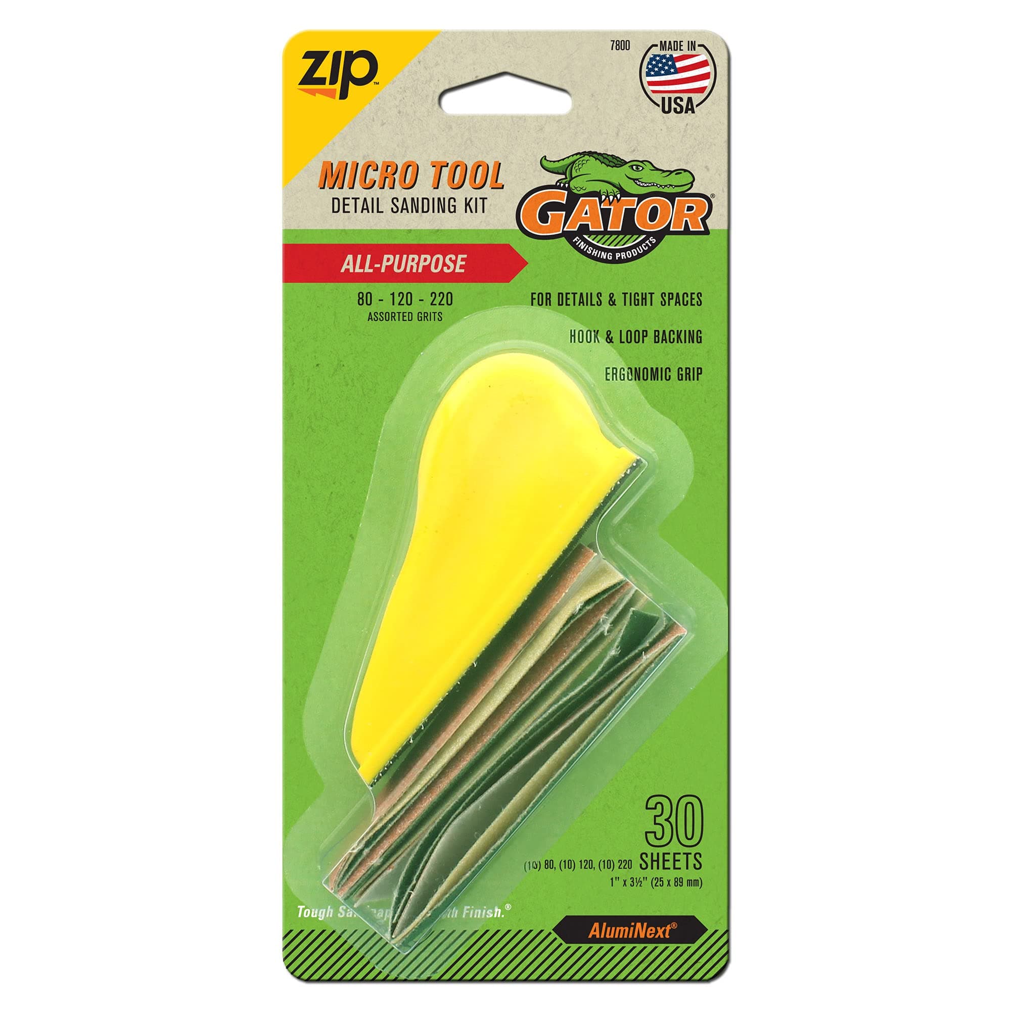 GATOR FINISHING PRODUCTS 7800 Step-123 Micro Zip Sander Project Pack, Multi-Color, 3.5" x 1"