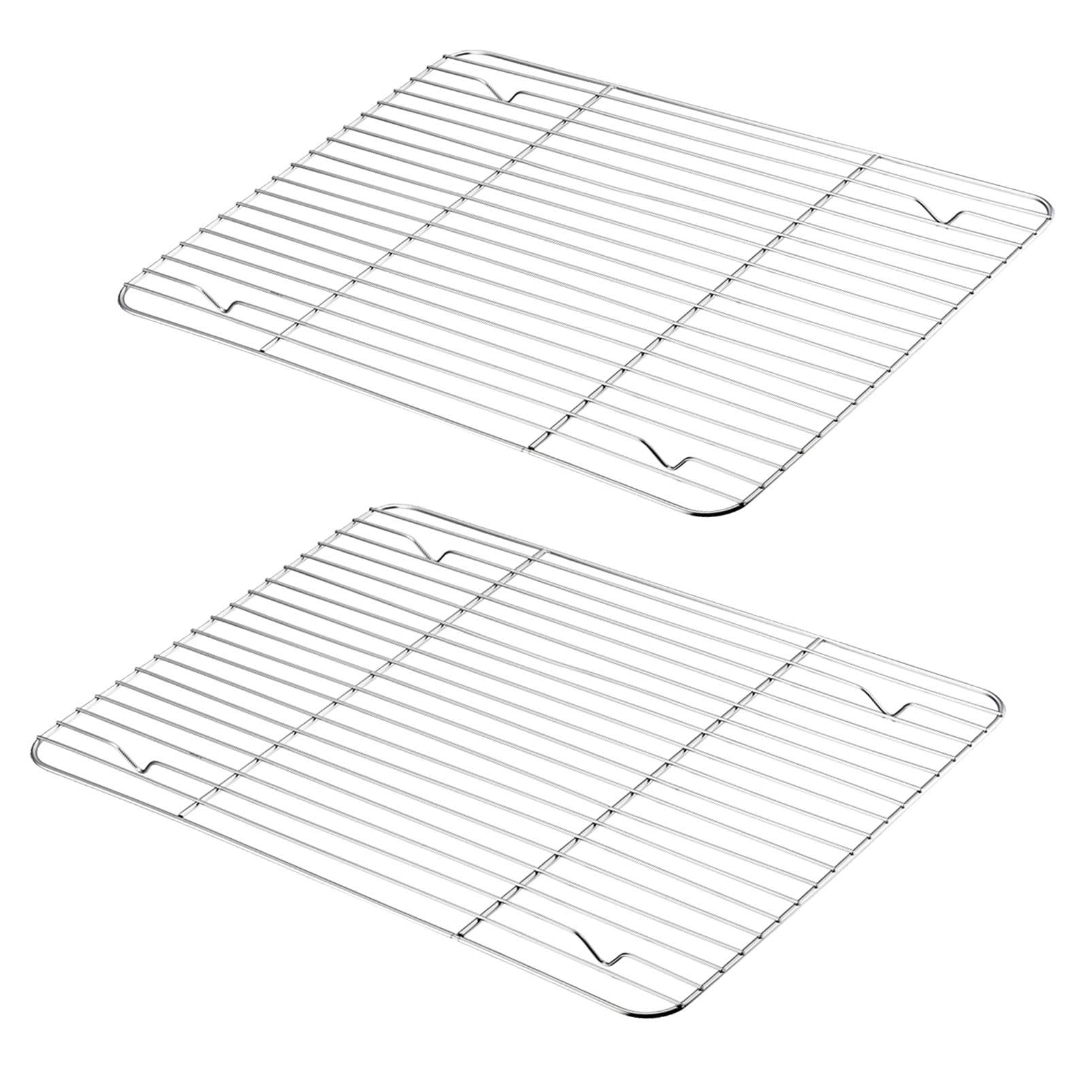 P&P CHEF Cooling Baking Rack Pack of 2, Stainless Steel Cooling Racks for Cooking Baking Roasting Grilling Drying, Dense Wires & Smooth Edge, Easy to clean, Silver, 15.3" x 11.25"