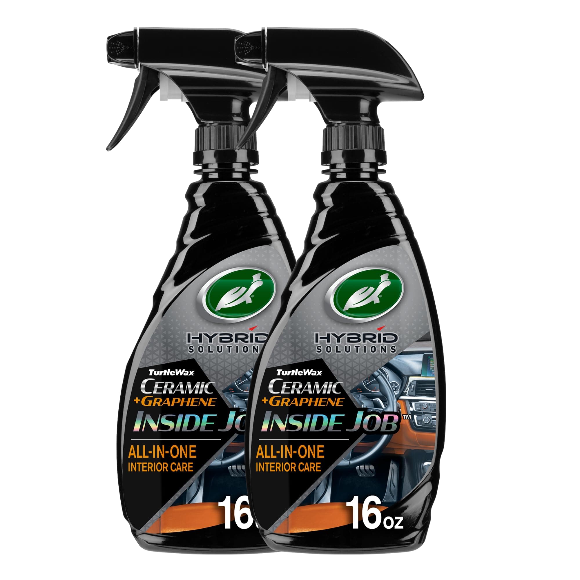 Turtle Wax Hybrid Solutions Inside Job, All Purpose Ceramic Interior Car Cleaner and Protectant, Cleans, Deodorizes and Protects Leather Car Seats, Vinyl, Rubber, and Plastic, 16 fl oz (Pack of 2)
