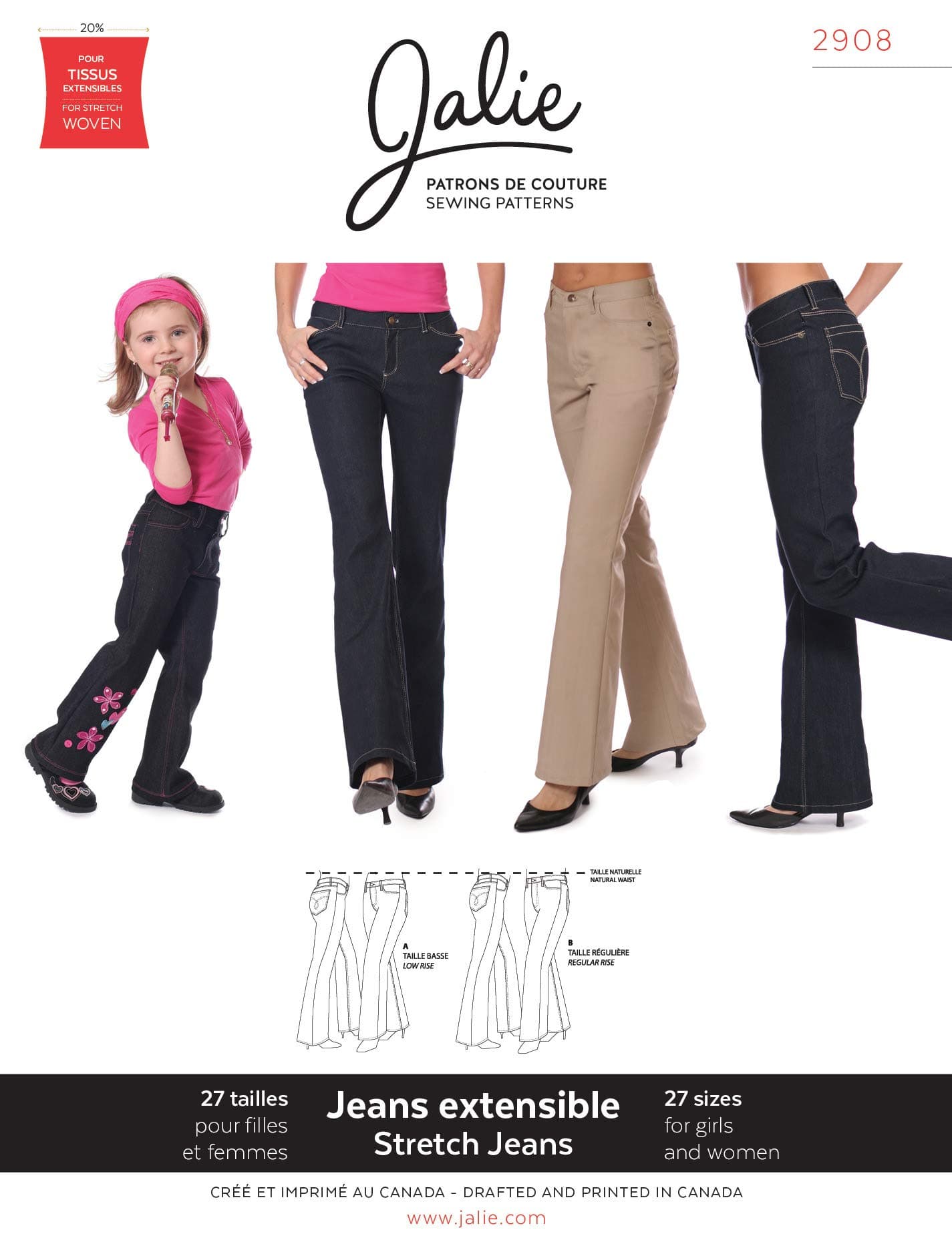 JALIE PATTERNS JP-2908 Jalie Women's Stretch Jeans Pattern, Each