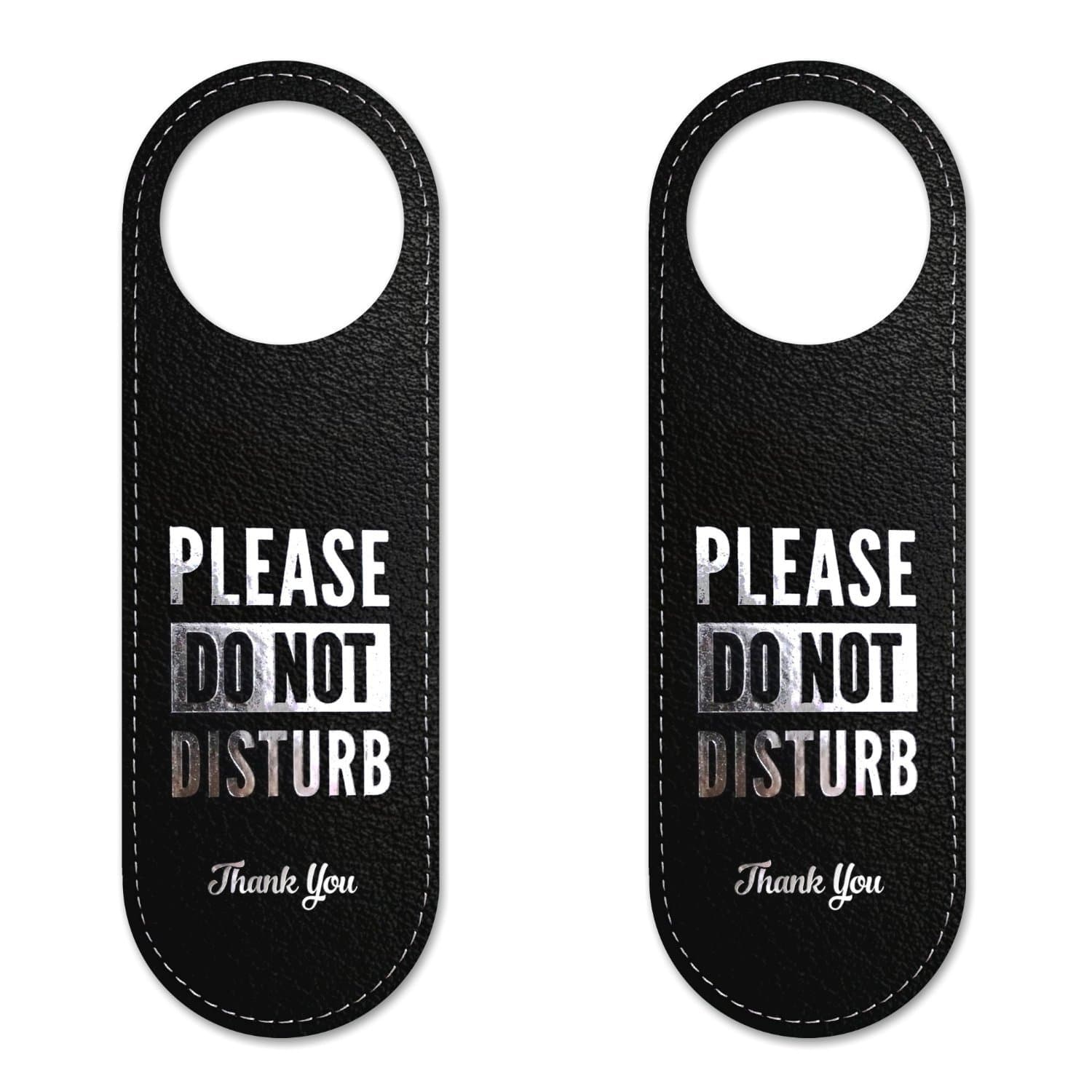 Quality Clever Do Not Disturb Sign, 2 Pack, Executive Quality Door Hanger, Eco Leather Hotel Style DND