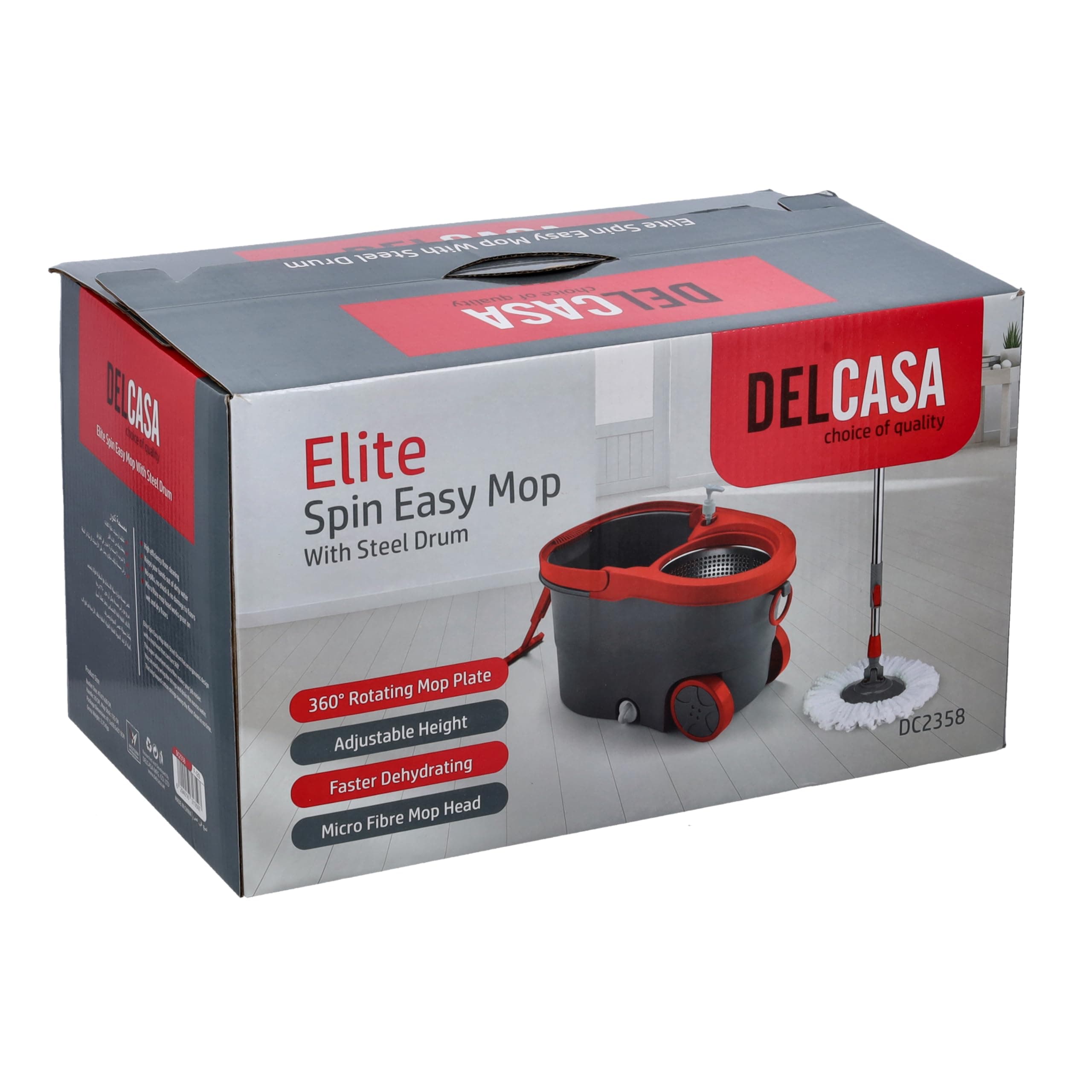 Spin Easy Mop with Steel Drum, Microfiber Mop Head DC2358