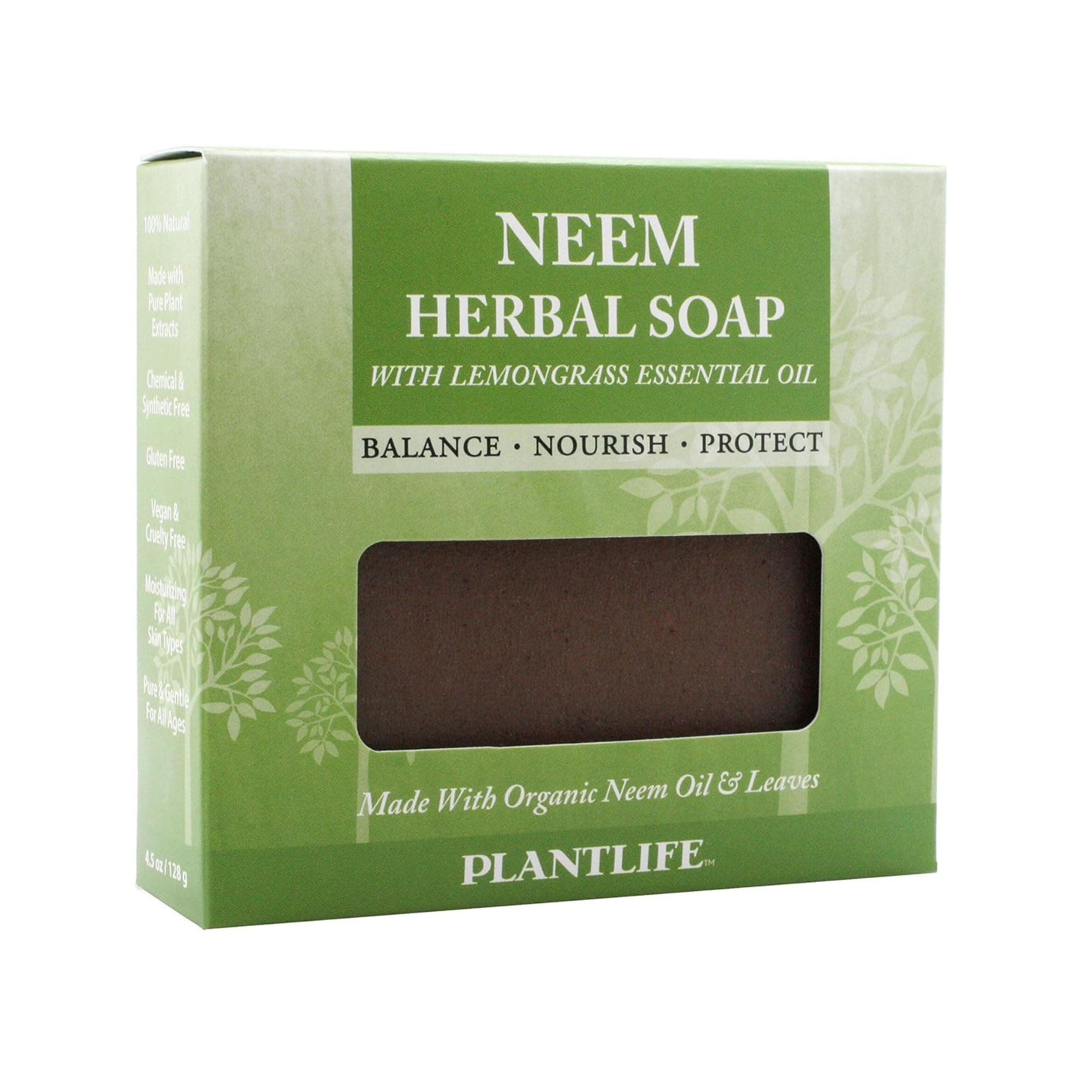 Plantlife Neem Herbal Bar Soap - Hand Crafted Using Plant-Based Ingredients - Made in California 4.5oz Bar