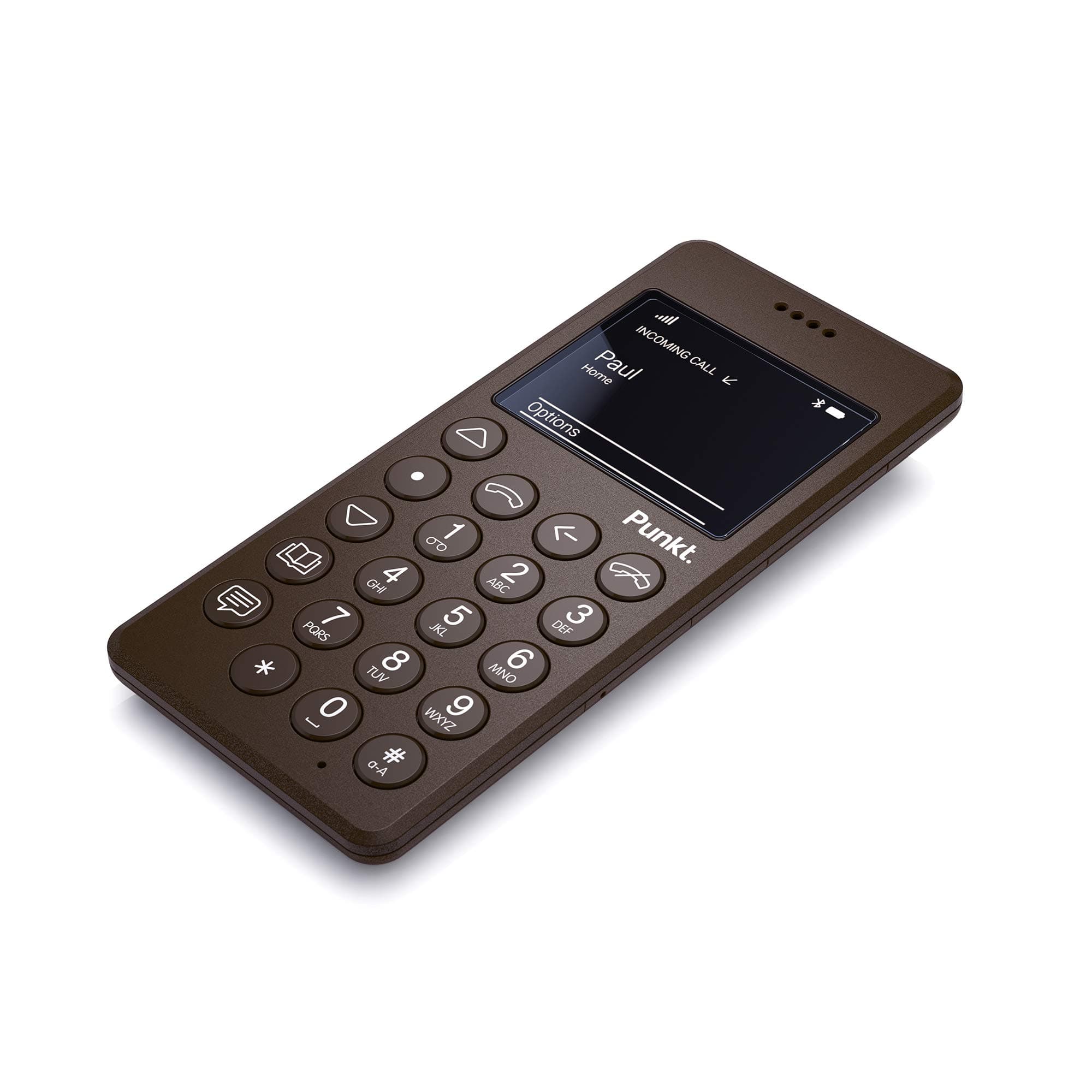 Punkt. MP01 Minimalist Mobile Phone, Unlocked, Micro-SIM, 2G, Internet-Free, Long-Lasting Battery, UK version - Brown