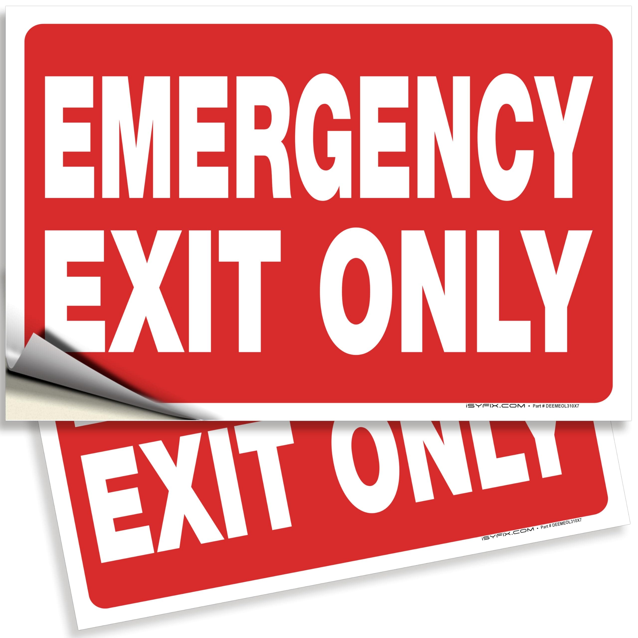 Emergency Exit Only Signs Stickers, 2 Pack 10x7 Inch – Premium Self-Adhesive Vinyl Decal, Laminated for Ultimate UV, Weather, Scratch, Water & Fade Resistance, Indoor & Outdoor