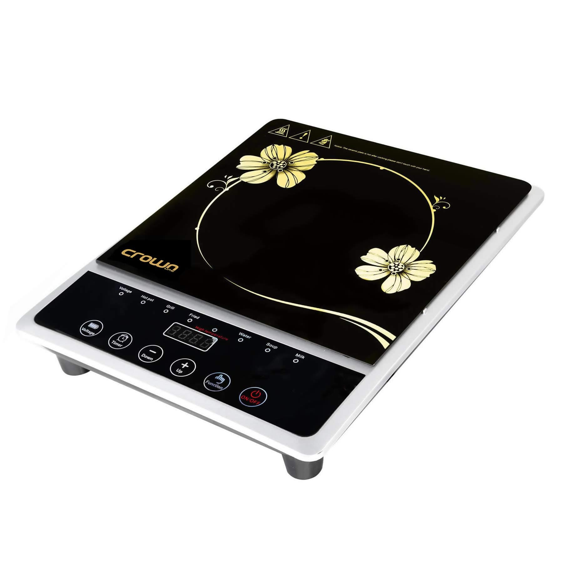 Crownline Portable Ceramic Electric Cooking Hob With Led Display Panel, Black, 2000 W, IC-196