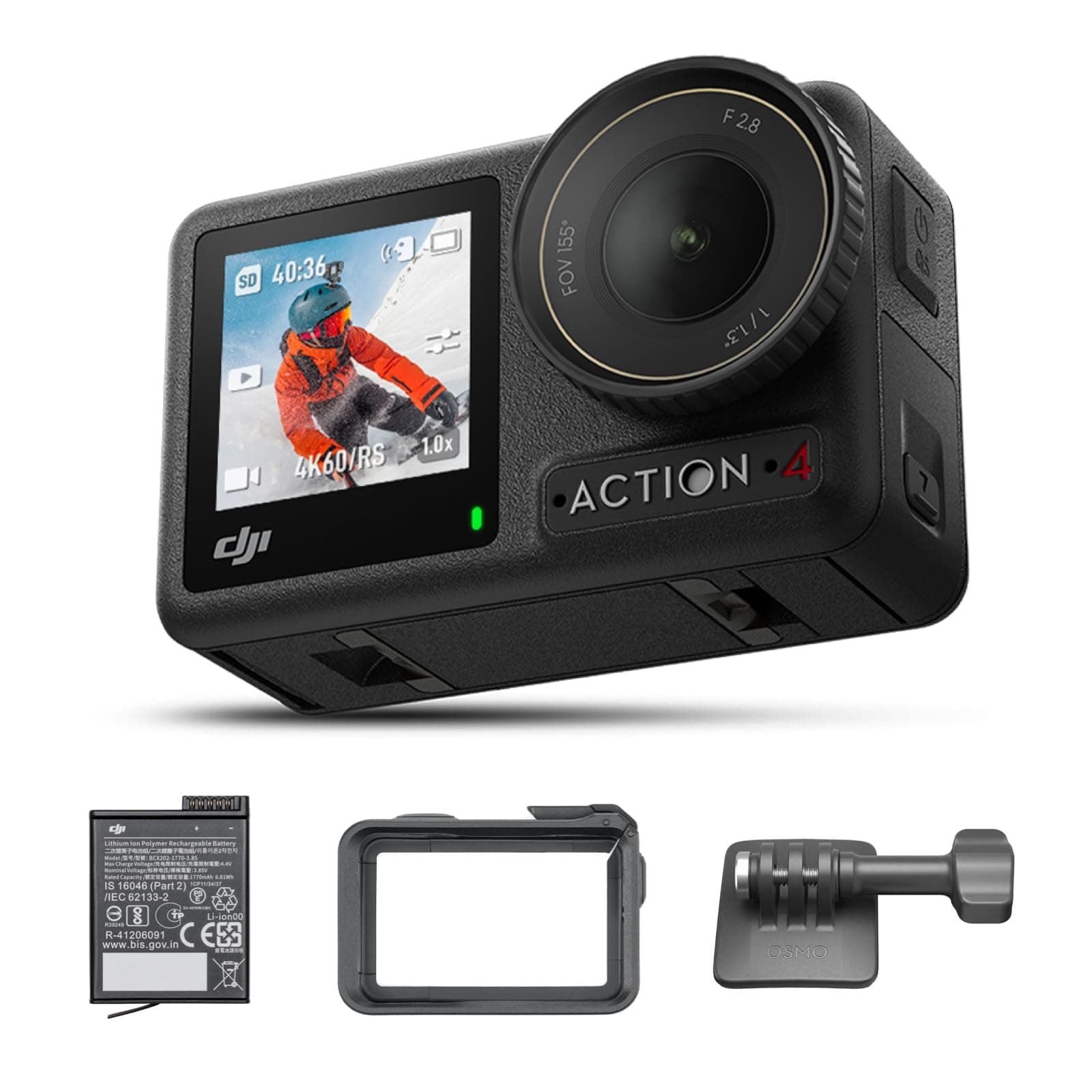 - Action Camera Osmo Action 4 Standard Combo, 4K/120 FPS, Waterproof, 1/1.3 Inch Sensor, Amazing Low Light Performance, 10-Bit and D-Log M, Color Performance, Long Life 1770 mAh Battery [Domestic