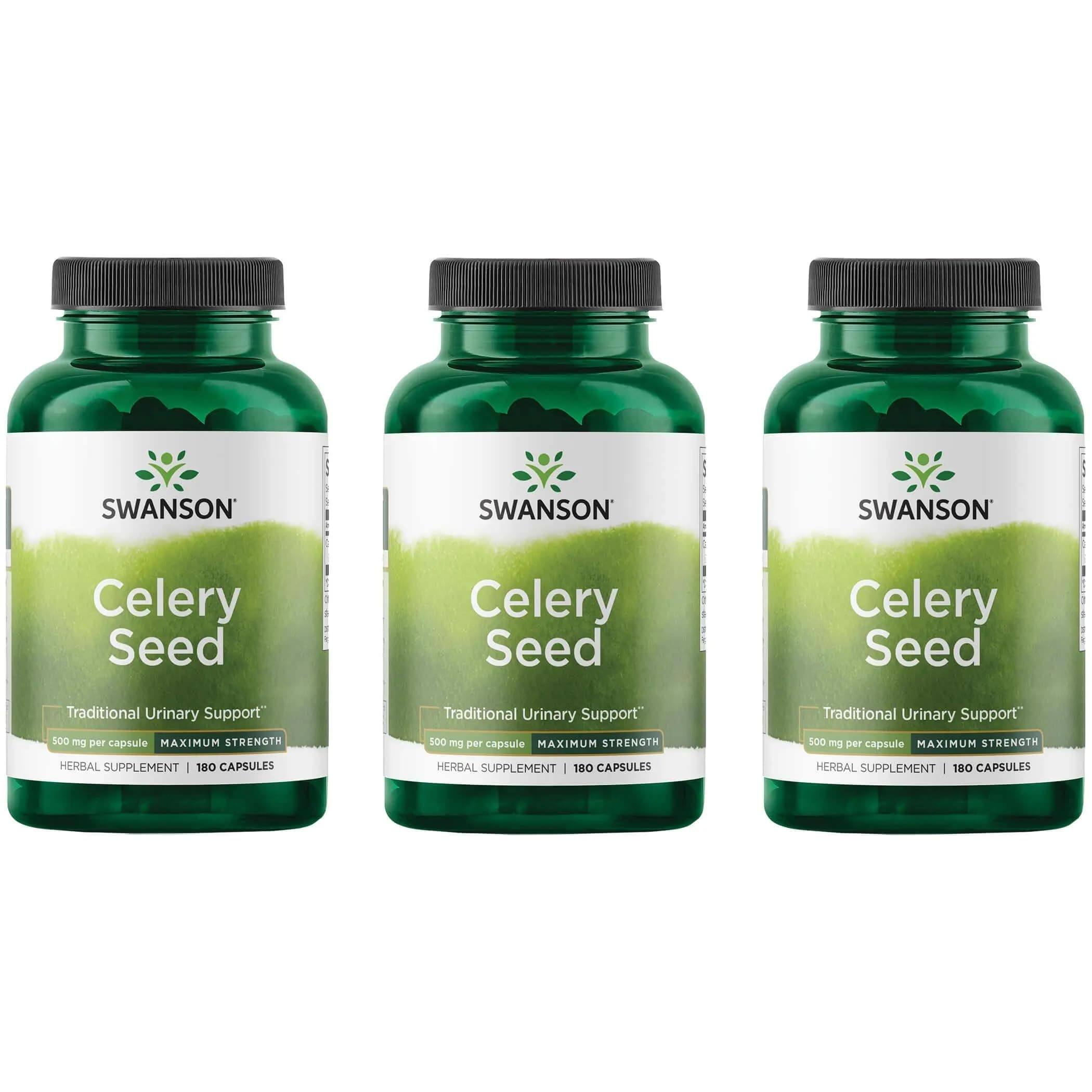Celery Seed Maximum Strength - Antioxidant Support (500 mg 180 Capsules) (3 Pack)