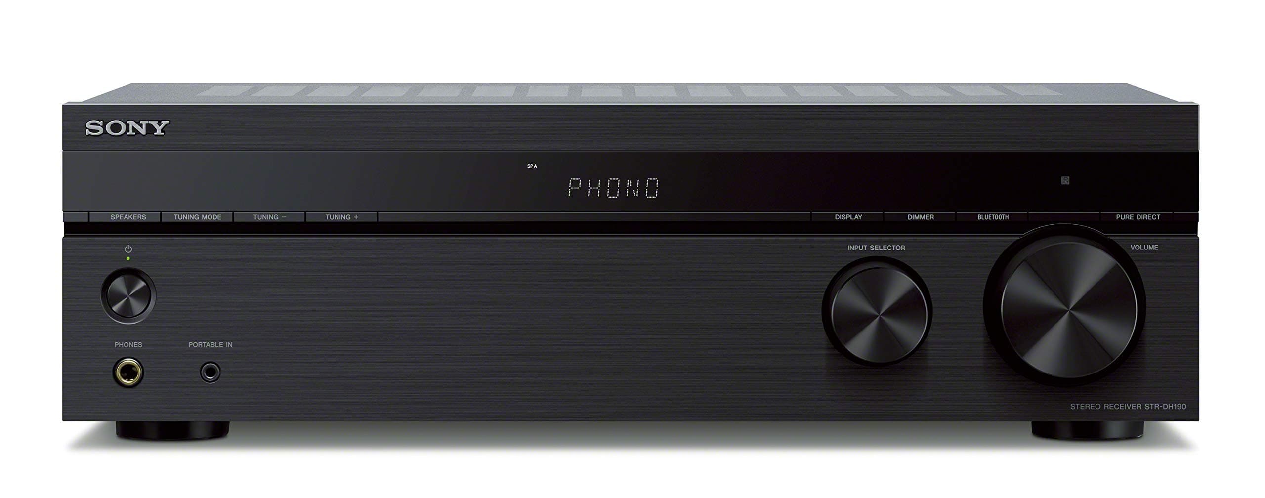 STRDH190 2-ch Home Stereo Receiver with Phono Inputs & Bluetooth Black