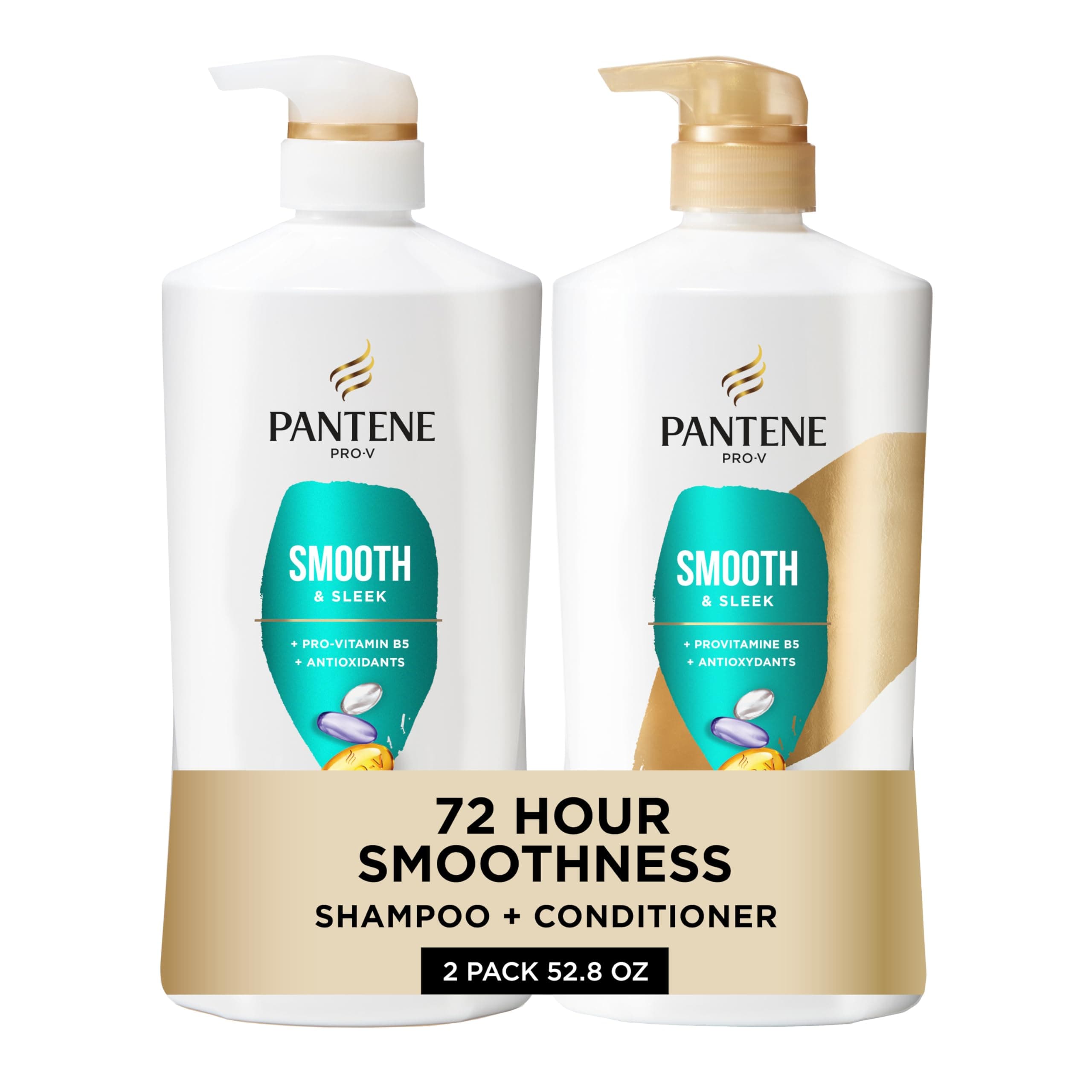 Pro-V Smooth & Sleek Shampoo 27.7 oz & Conditioner 25.1 oz with Rescue Shot 0.5 oz