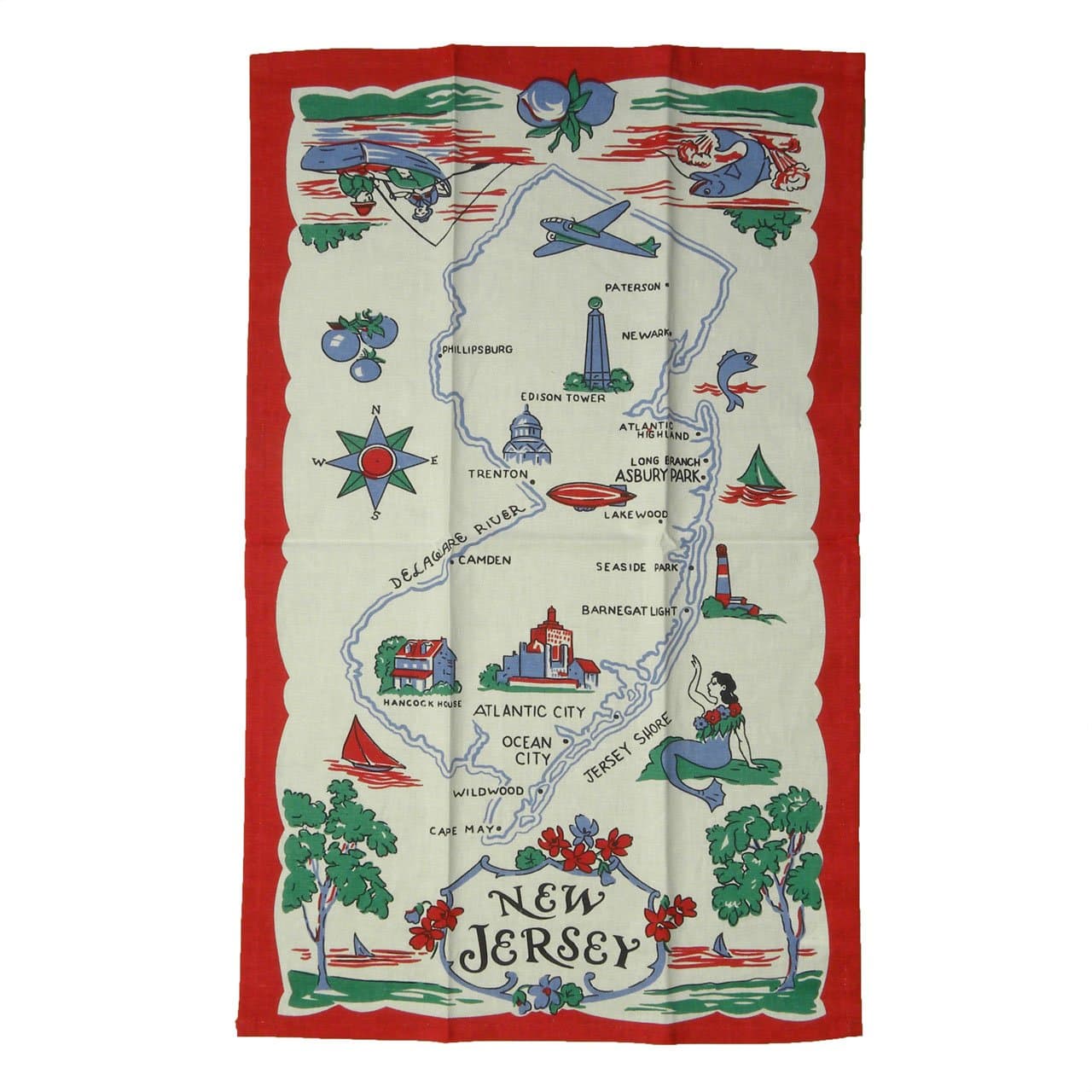 New Jersey State Souvenir Dish Towel