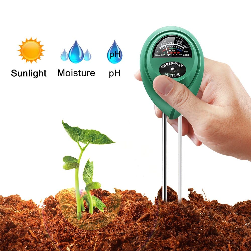 LELONG Soil Tester, 3 in 1 Soil Test Kit Moisture, Light & pH Meter for Plant, Vegetables, Garden, Lawn, Farm, Indoor & Outdoor Use (Deep Cadmium Green)