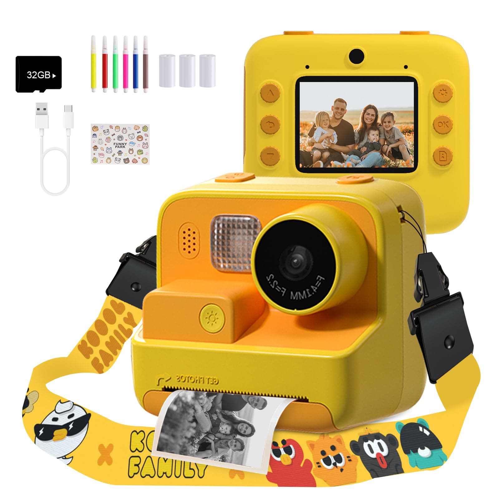 Mafiti Kids Camera Instant Print, 48MP Digital Camera with Zero Ink, Selfie 1080P Video Camera with 32G TF Card, Toys Gifts for Girls Boys Aged 3-12 for Christmas/Birthday/Holiday (Orange)
