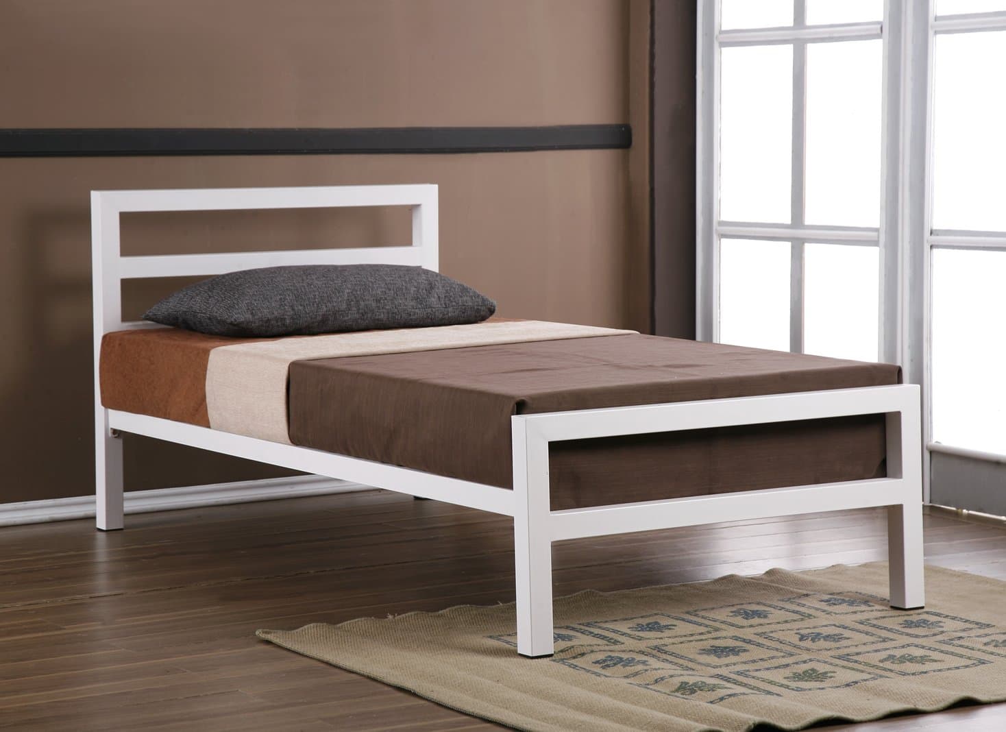 City Block 3ft Single White Modern Metal Bed Frame