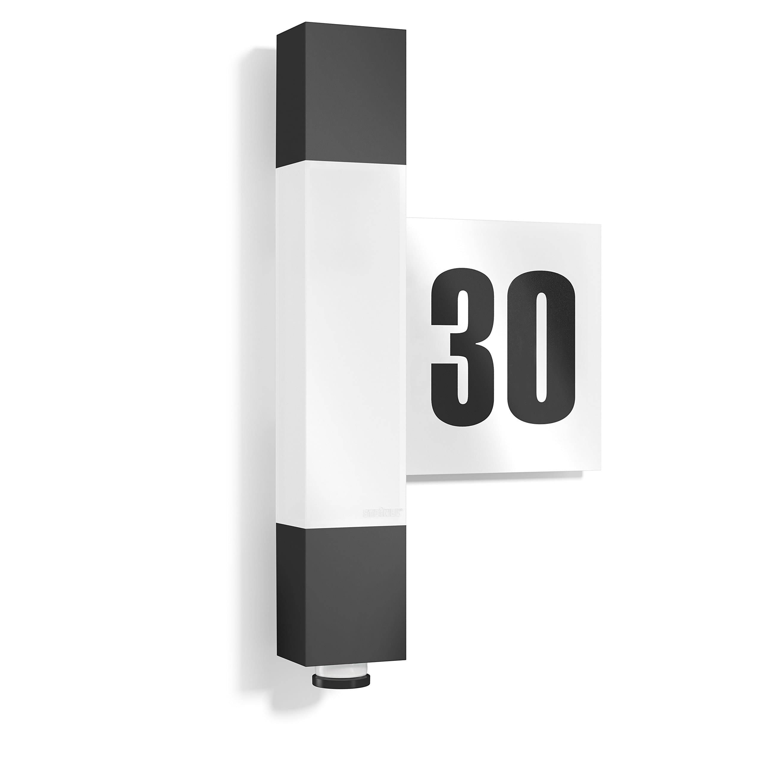 STEiNEL,36.4 x 21.1 x 6.5 cm,020378 House Number Light L 630 LED Anthracite, 8.2 W LED Outdoor Light, 360°|8 m PIR Motion Sensor, incl. Number Sign