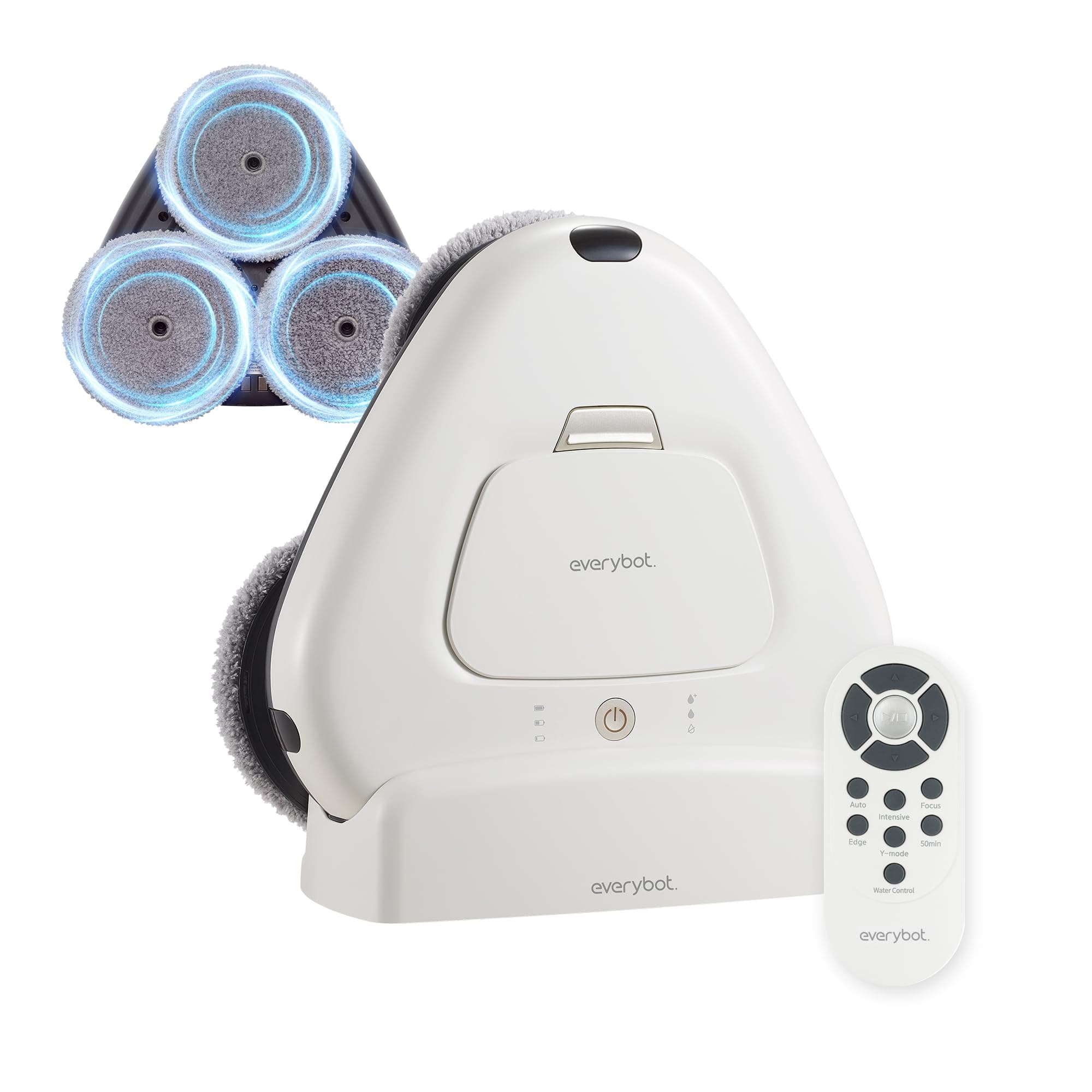 EVERYBOT Three-Spin Robot Mop for Hard Floors - Ultra-Quiet 43dB, Powerful Three Mops Wiping, Long Battery & Large Water Tank, Remote Control, Global Design Award Winner