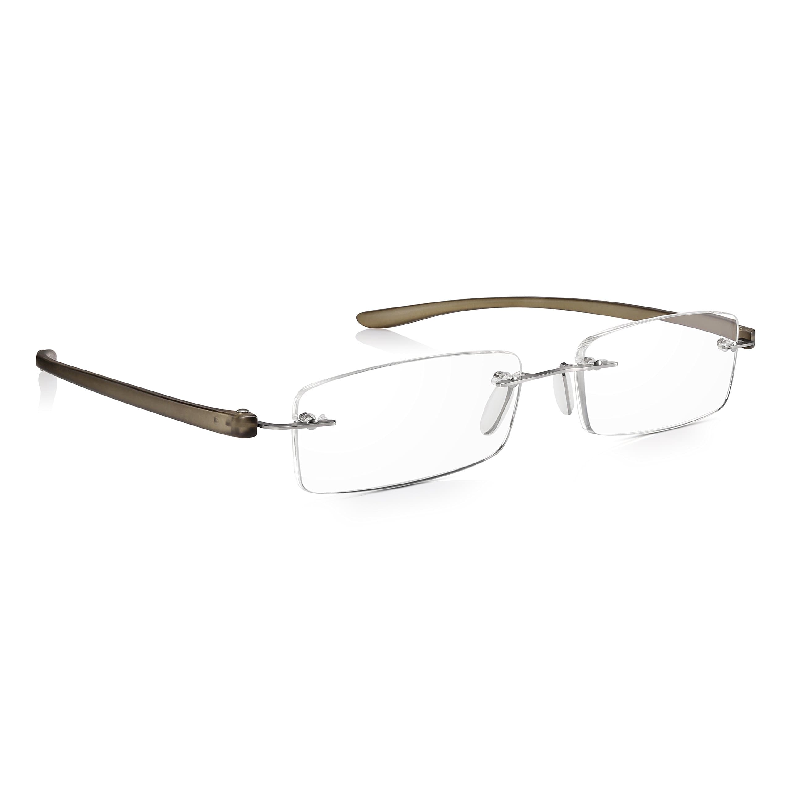 Grey Rectangular Rimless Reading Glasses for Men & Women